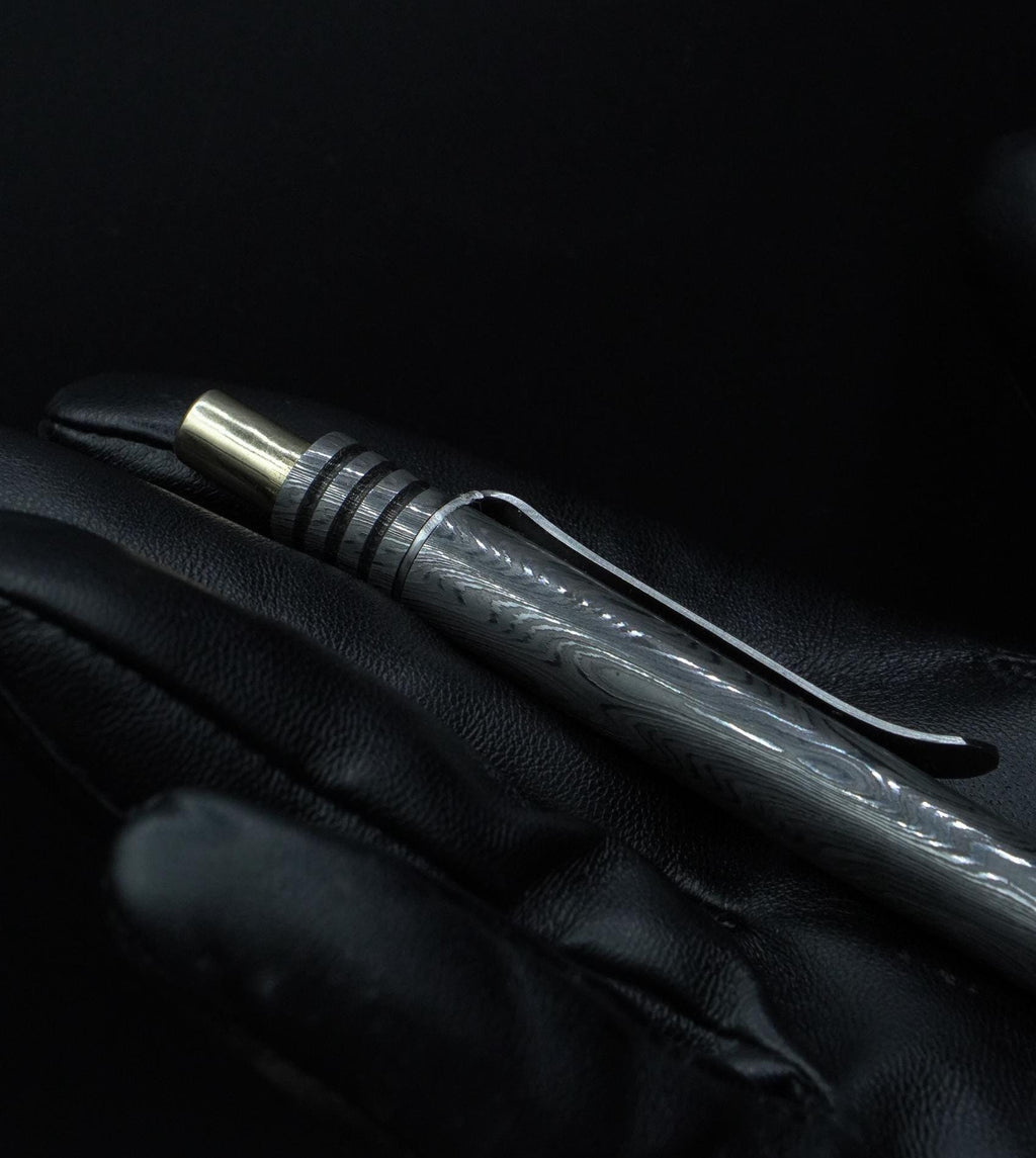 Premium Handmade Damascus Steel Pen, Hand Forged Steel and Copper Brass Pen, Damascus Ballpoint with Pocket Clipper, Teacher Retirement Gift