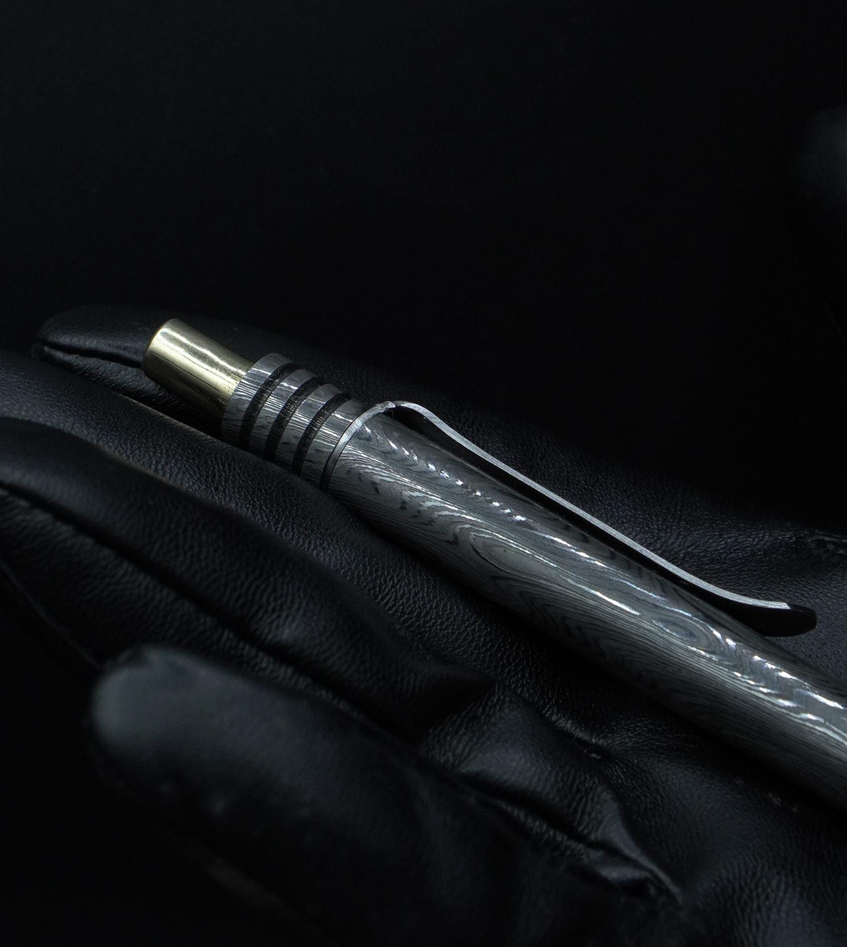 Premium Handmade Damascus Steel Pen, Hand Forged Steel and Copper Brass Pen, Damascus Ballpoint with Pocket Clipper, Teacher Retirement Gift