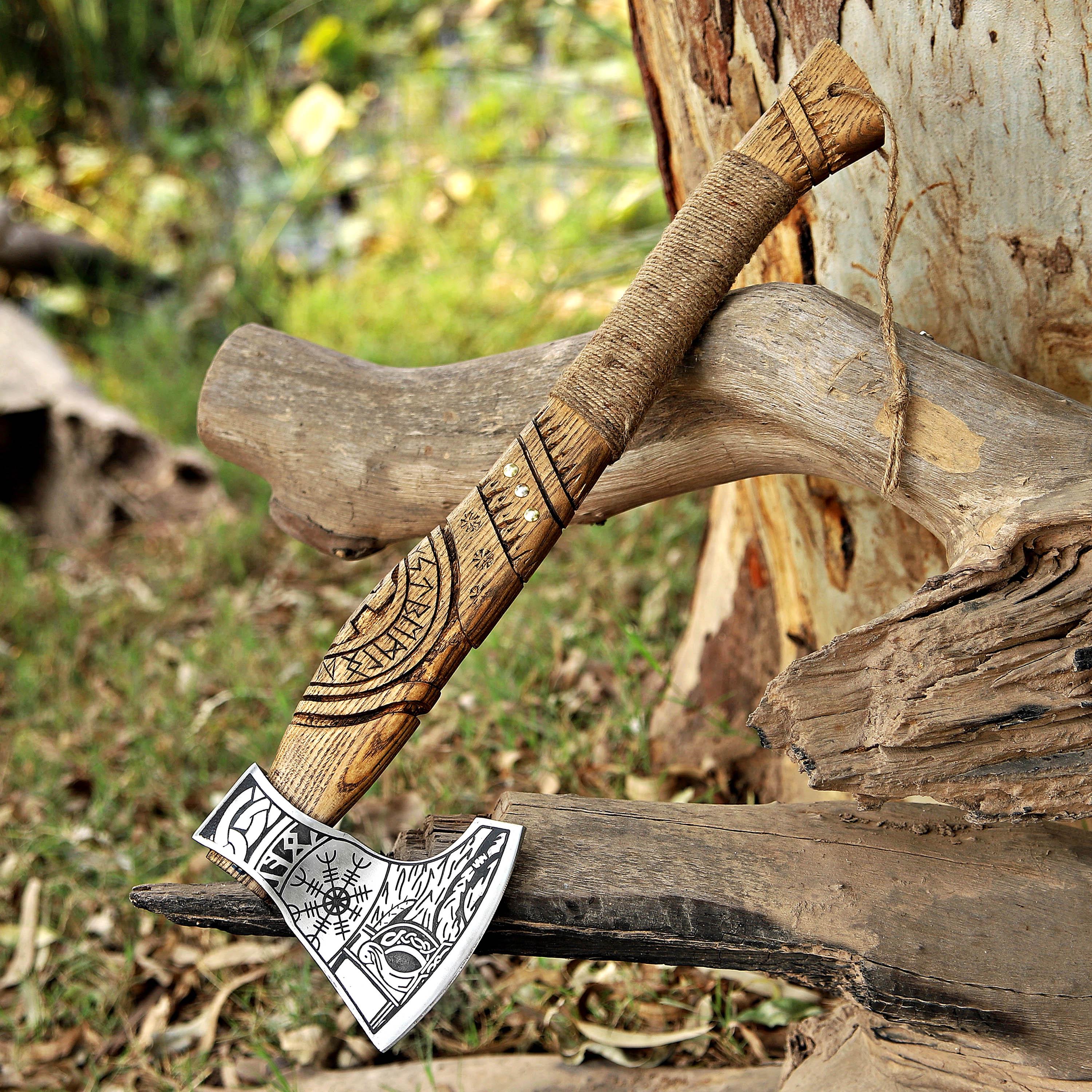 Vintage Handmade Viking Axe With Pakka Wood Handle Battle Axe Throwing Axe Custom Axe Bronze Axes Christmas Gift Box Gift For Him