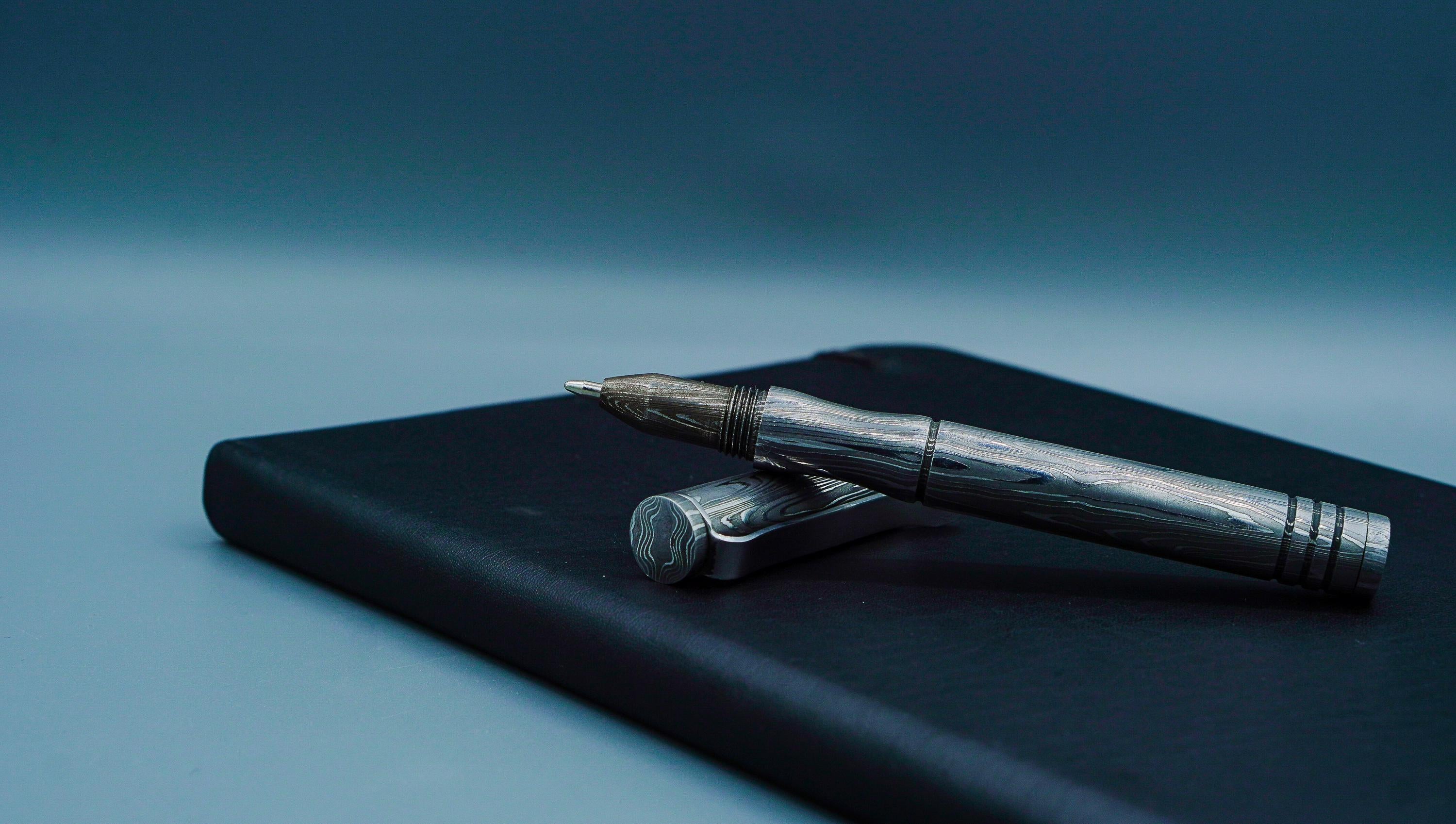 Exquisite Handmade Damascus Steel Ballpoint Pen, Hand Forged Steel Ballpoint With Pocket Clipper, Best Employee Gift, Graduation gift