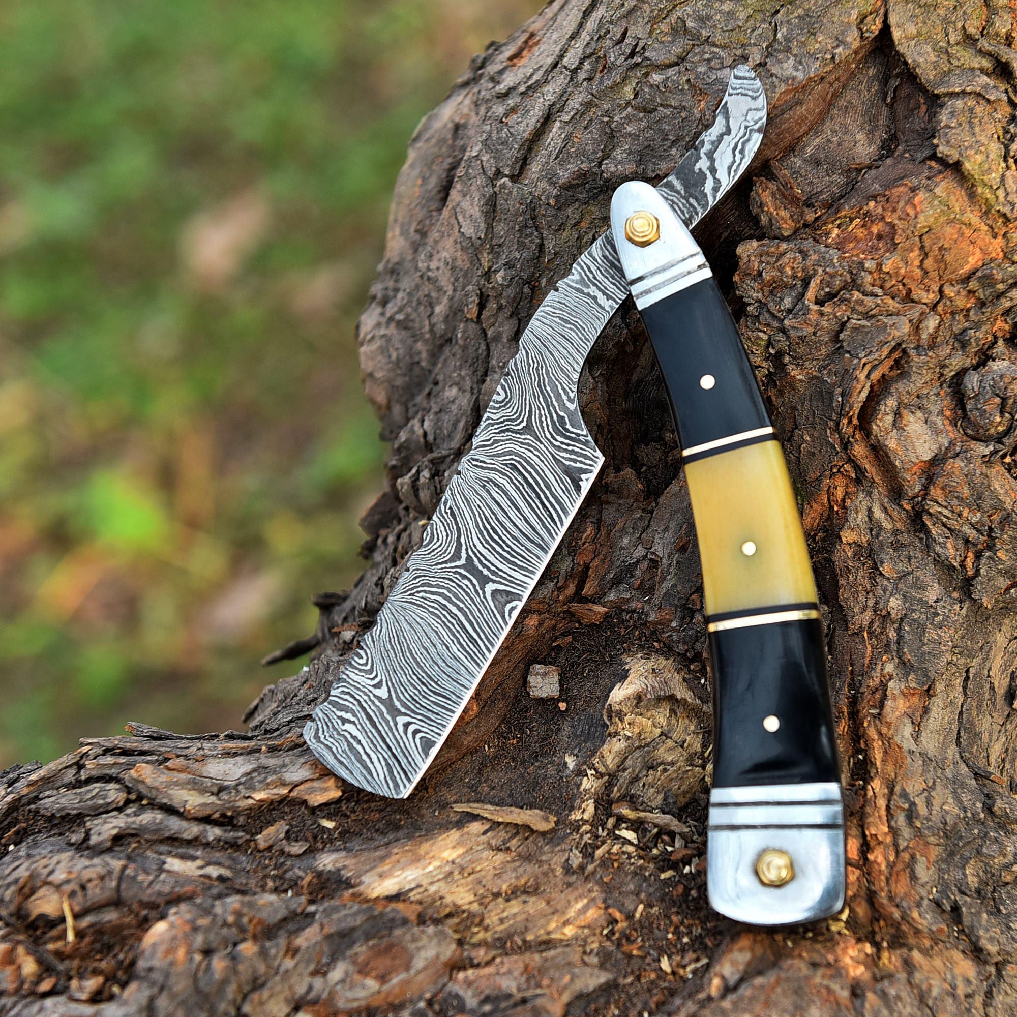 Handmade Damascus Steel Straight Razor, Exotic Classic Barber Blade, Personalized Razor, Groomsman Gift, Boyfriend Gift, Shaving Ready Gift