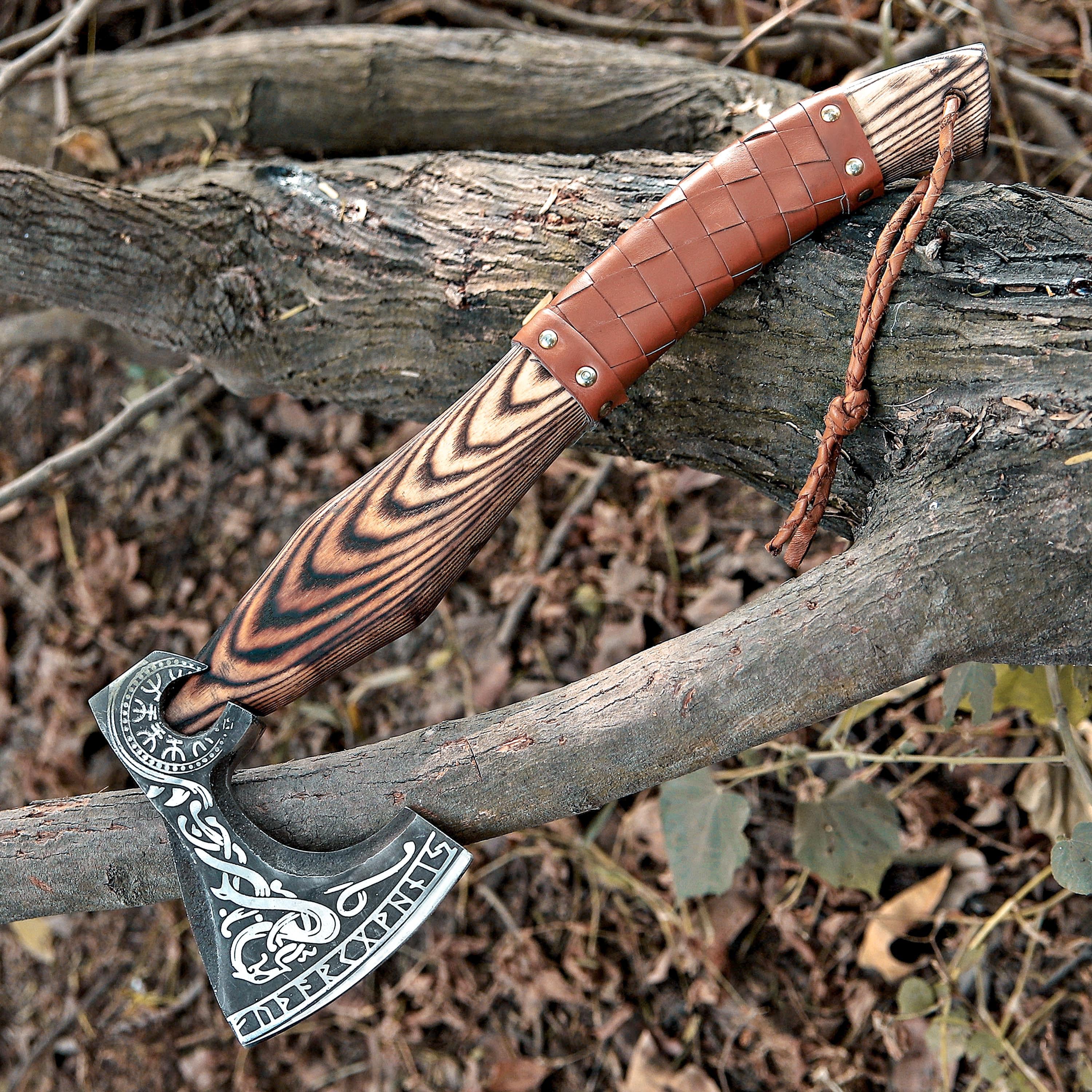 Premium Viking Axe Handmade With Pakka Wood Handle | Throwing Axe | Custom Axe | Battle Axe | Bronze Axes | Christmas Gift Box |Gift For Him