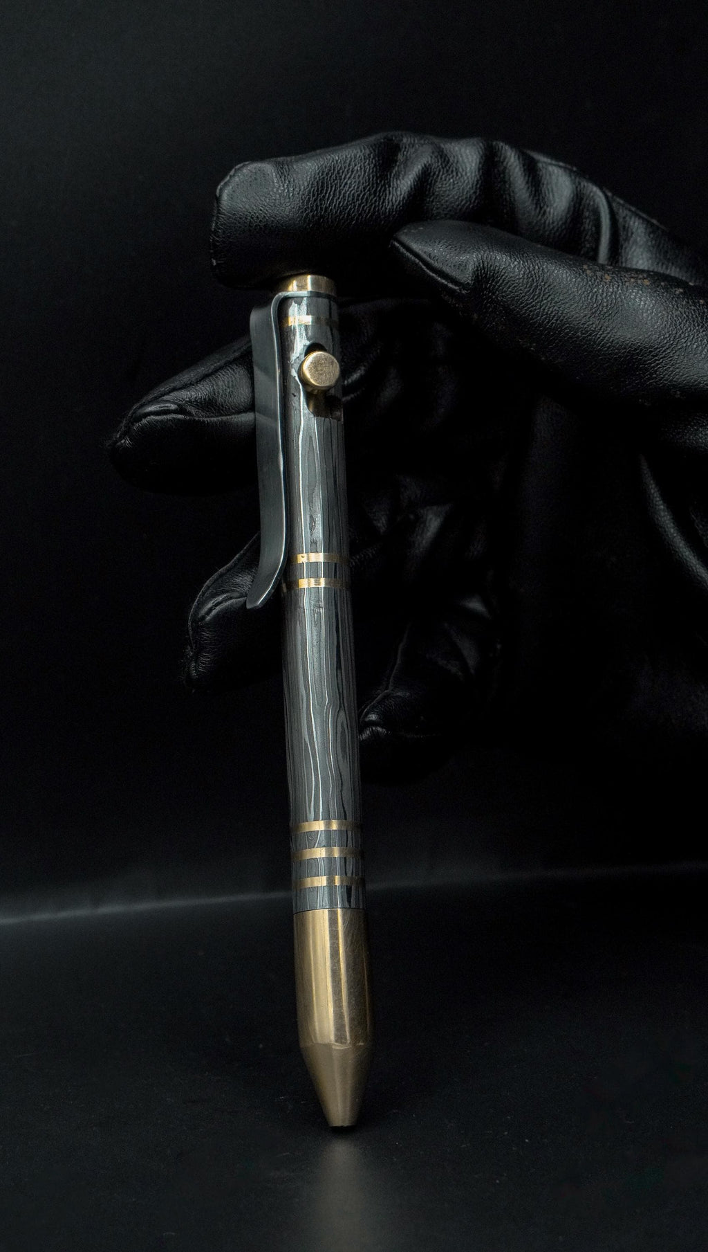 Handmade Damascus Steel Ballpoint Pen, Handcrafted Brass Accents with Pocket Clipper, Retirement Gift, Personalized Pen, Groomsman Gift