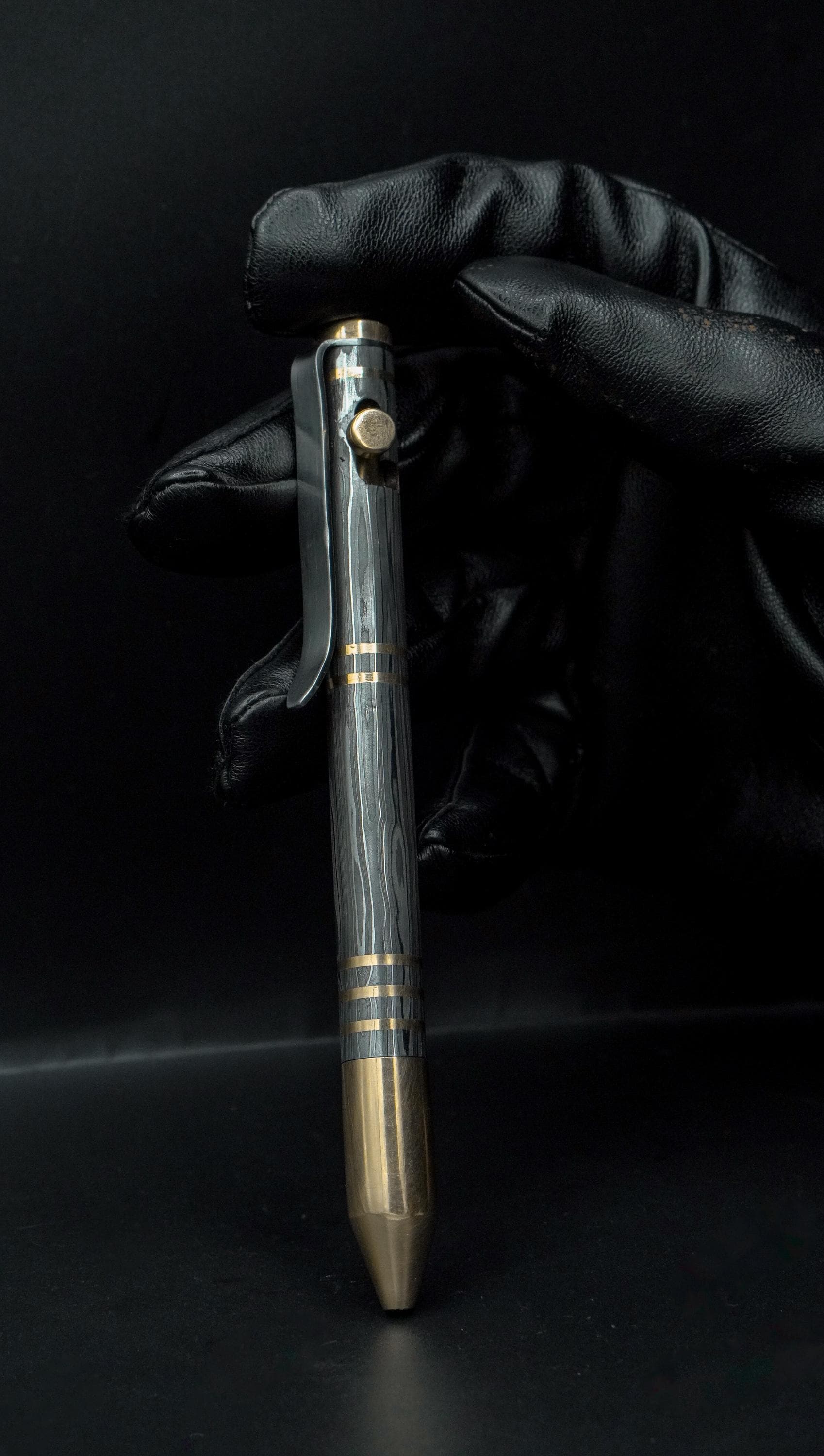 Handmade Damascus Steel Ballpoint Pen, Handcrafted Brass Accents with Pocket Clipper, Retirement Gift, Personalized Pen, Groomsman Gift