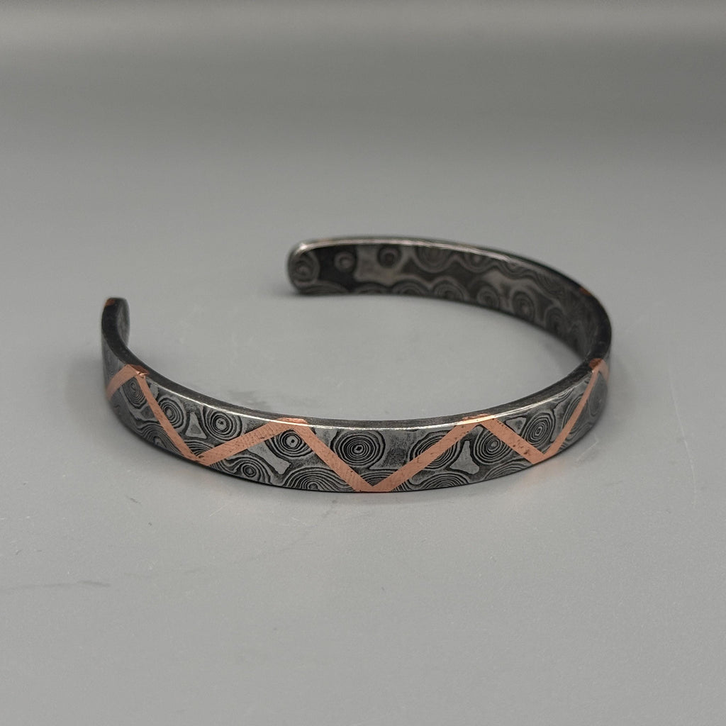 Premium Handmade Damascus Steel Bangle, Hand Forged Steel Cuff Bracelet, Viking Modern Jewelry, Anniversary Gift, Unique Bracelet For Him