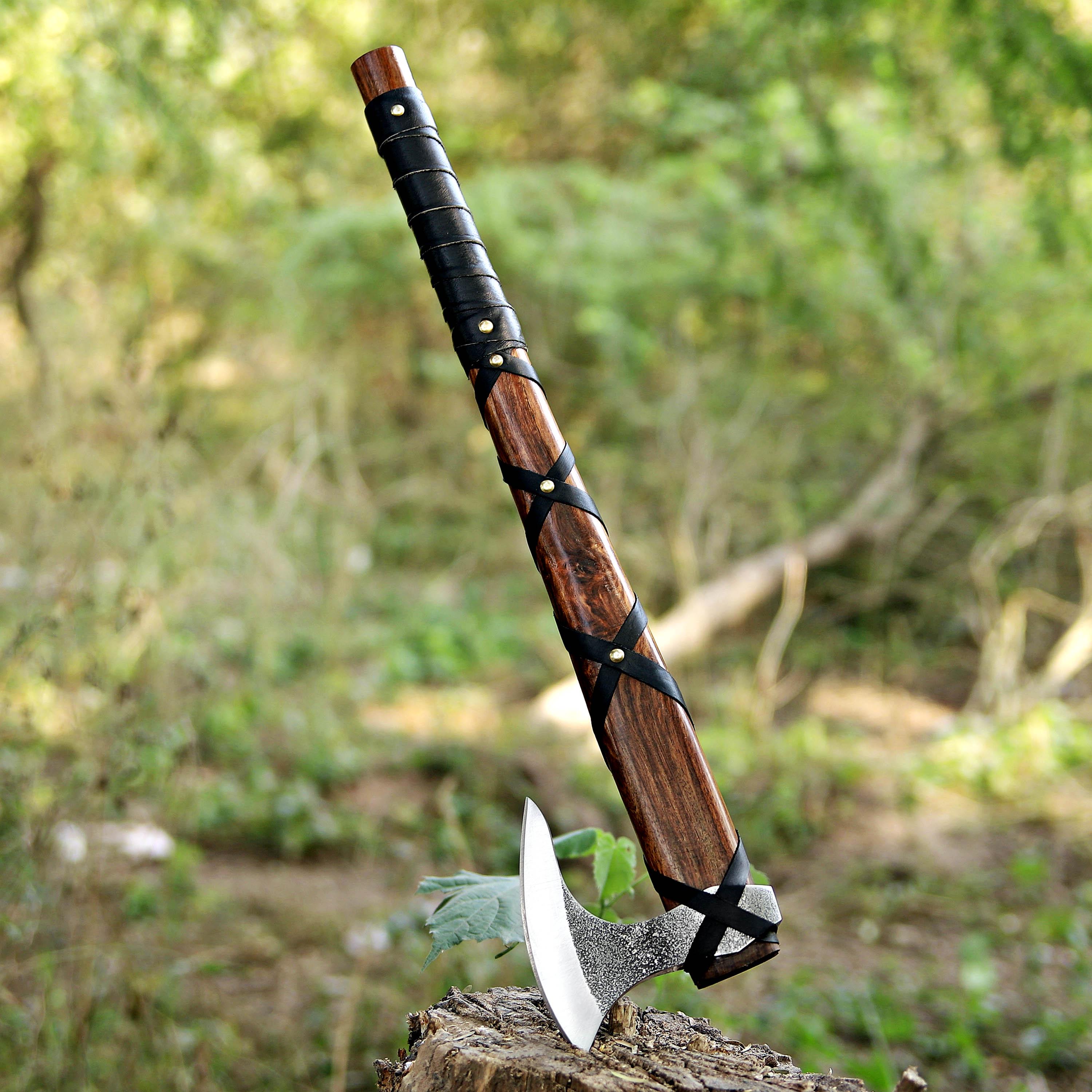 Aesthetic Handmade Viking Axe Pakka Wood Handle Engraved Camping Axe Throwing Axe Hunting Axe Battle Axe Custom Axe Christmas Gift Box