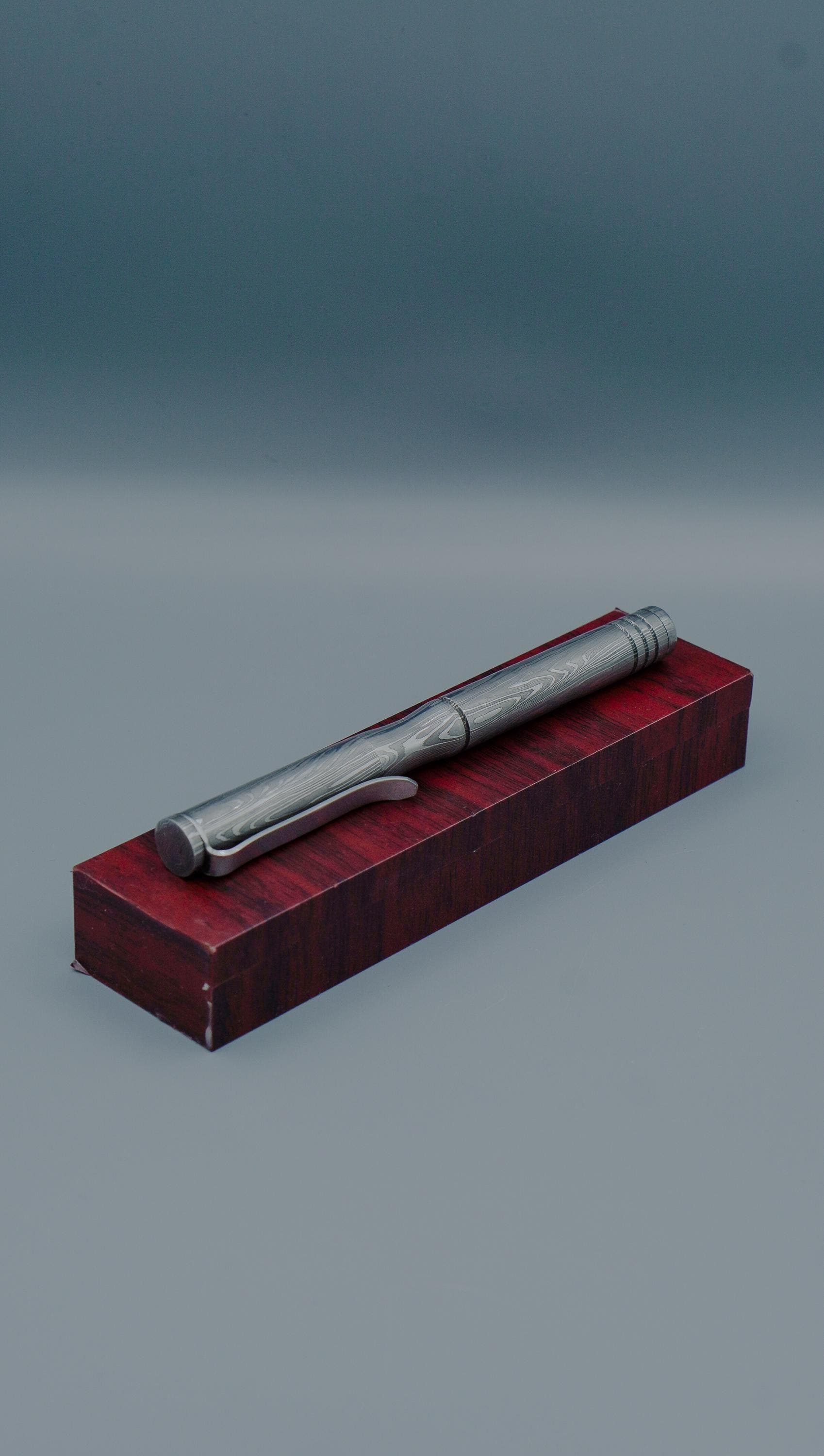 Exquisite Handmade Damascus Steel Ballpoint Pen, Hand Forged Steel Ballpoint With Pocket Clipper, Best Employee Gift, Graduation gift