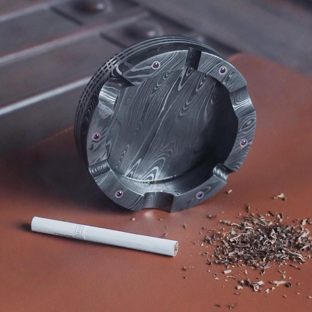 Handmade Damascus Ashtray Cigar Ash Tray Cigarette Ash Collector Accessories Pipe Rests Ashtray Unique Vintage Ash Tray Personalized Gift