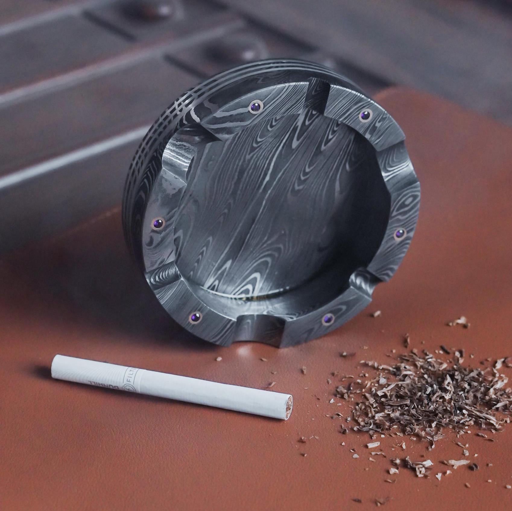 Handmade Damascus Ashtray Cigar Ash Tray Cigarette Ash Collector Accessories Pipe Rests Ashtray Unique Vintage Ash Tray Personalized Gift