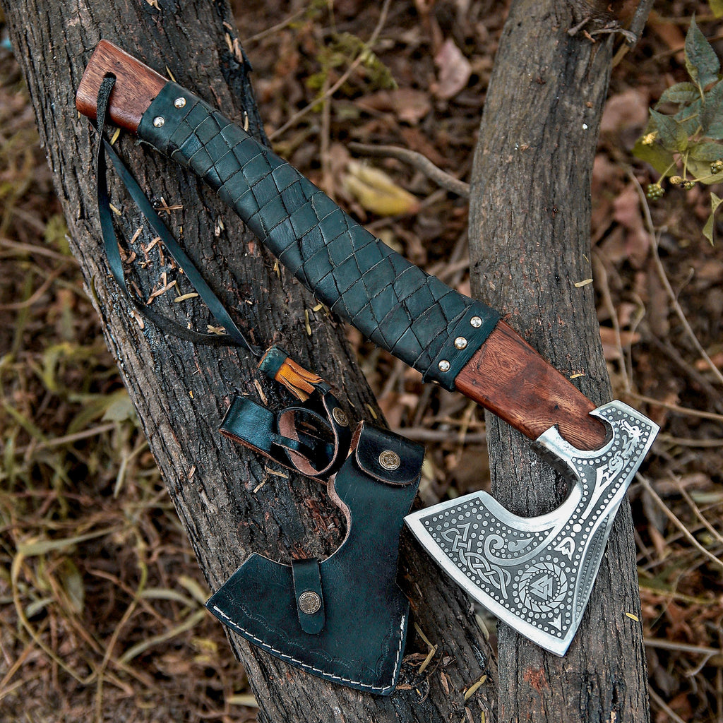 Handmade Viking Axe | Pakka Wood Handle | Engraved Camping Axe | Throwing Axe | Hunting Axe | Battle Axe | Custom Axe | Christmas Gift