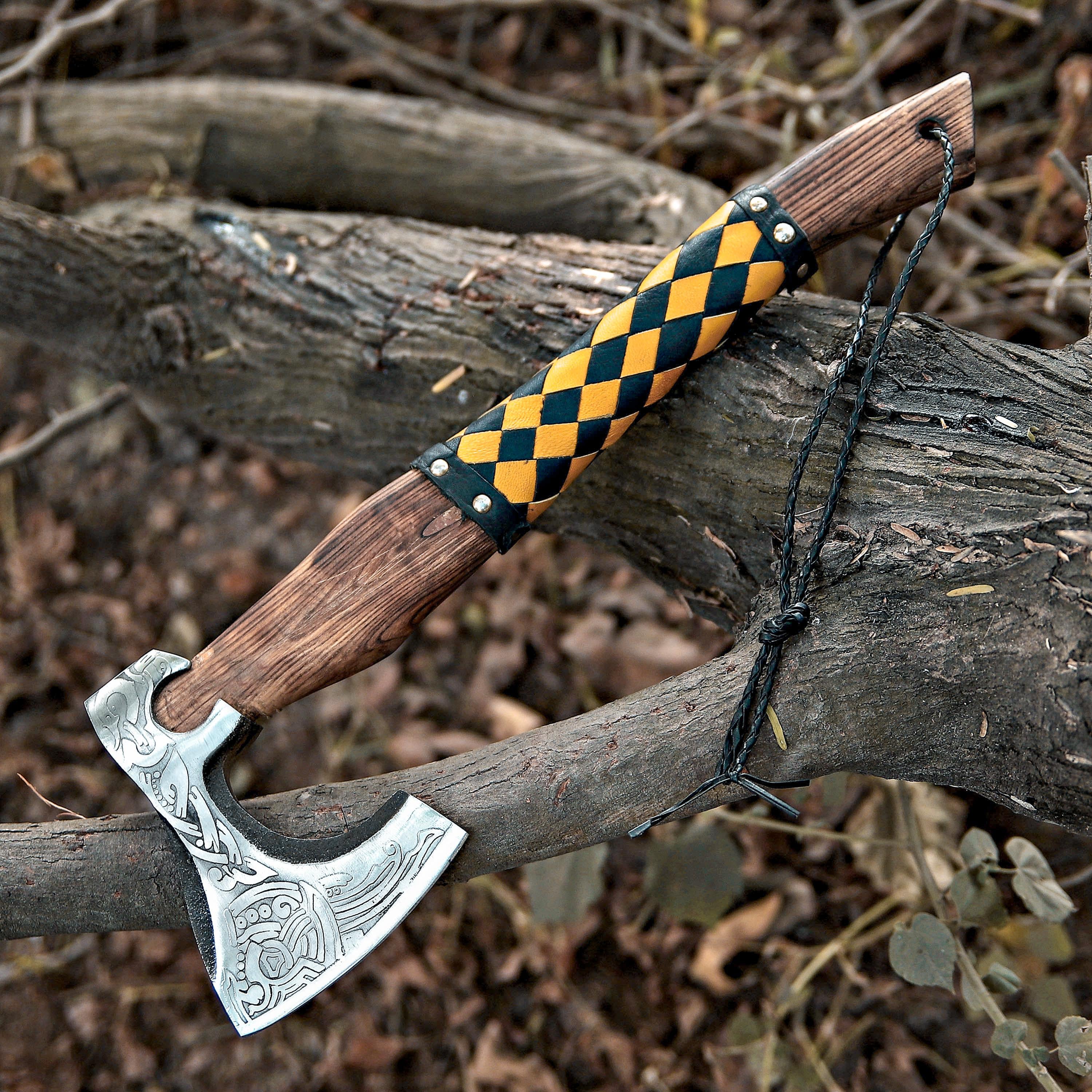 Handmade Viking Axe | Pakka Wood Handle | Custom Axe | Throwing Axe | Battle Axe | Hunting Axe | Christmas Gift Box | Gift For Him
