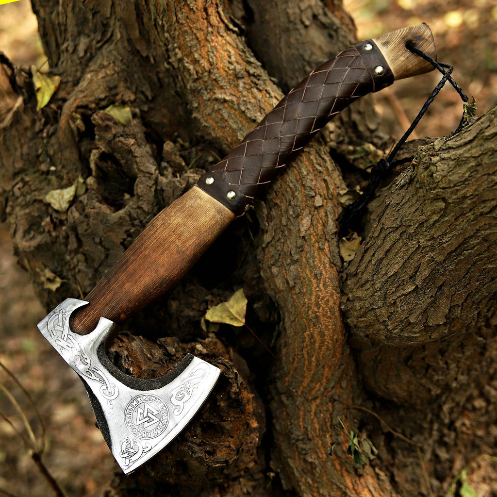 Handmade Viking Axe Pakka Wood Handle Battle Axe Custom Axe Engraved Camping Axe Throwing Axe Hunting Axe Christmas Gift Box Gift For Him