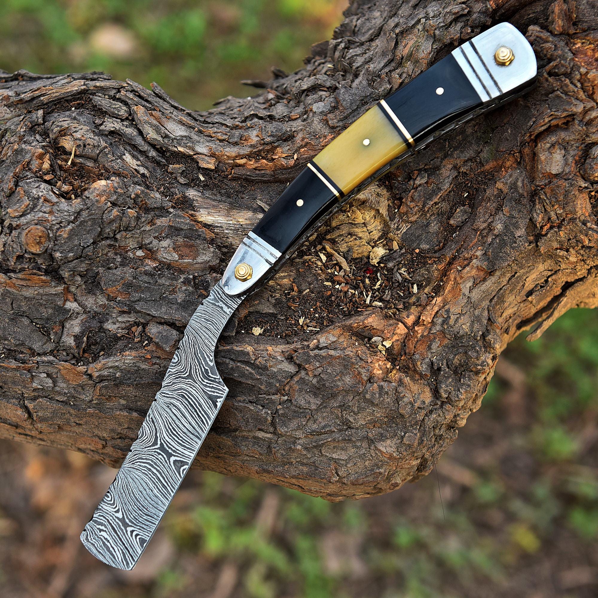 Handmade Damascus Steel Straight Razor, Exotic Classic Barber Blade, Personalized Razor, Groomsman Gift, Boyfriend Gift, Shaving Ready Gift