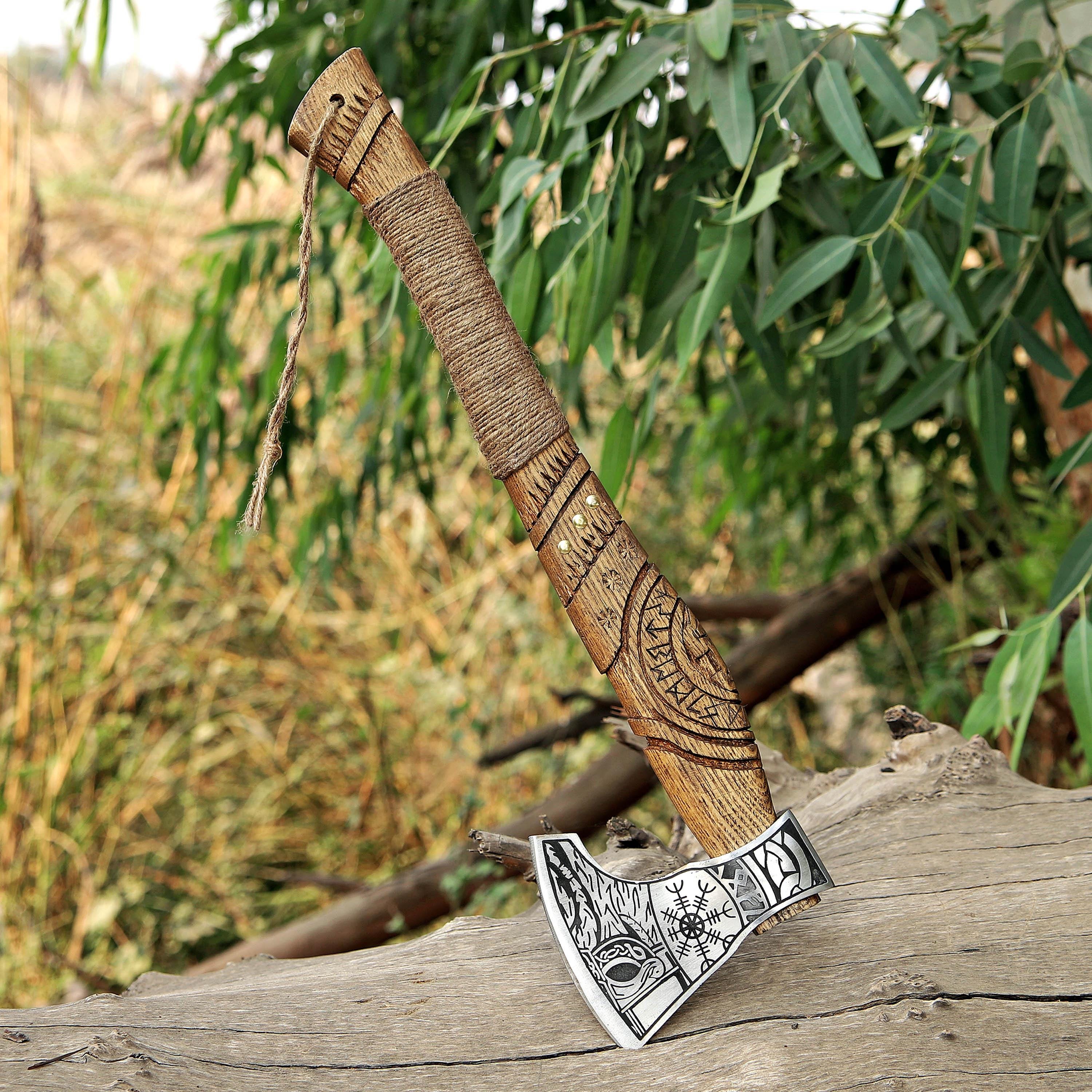 Vintage Handmade Viking Axe With Pakka Wood Handle Battle Axe Throwing Axe Custom Axe Bronze Axes Christmas Gift Box Gift For Him