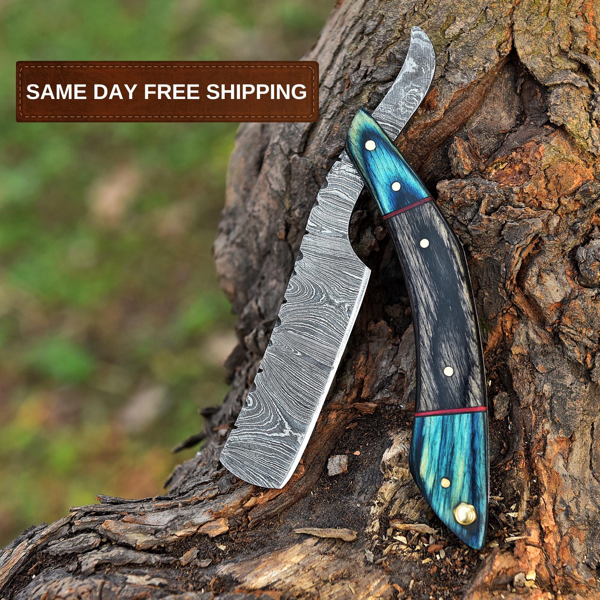 Premium Handmade Damascus Steel Straight Razor Personalized Classic Barber Blade Groomsman Boyfriend Gift with Shaving Ready Gift For Him