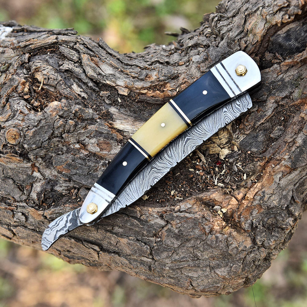 Handmade Damascus Steel Straight Razor, Exotic Classic Barber Blade, Personalized Razor, Groomsman Gift, Boyfriend Gift, Shaving Ready Gift