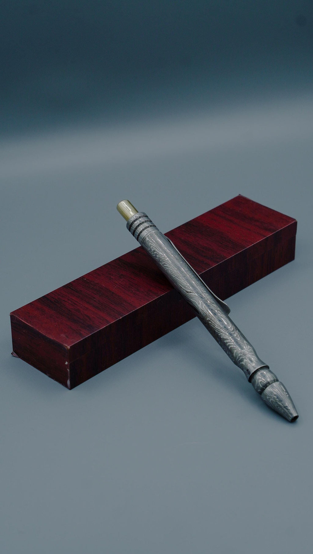 Premium Handmade Damascus Steel Pen, Hand Forged Steel and Copper Brass Pen, Damascus Ballpoint with Pocket Clipper, Teacher Retirement Gift