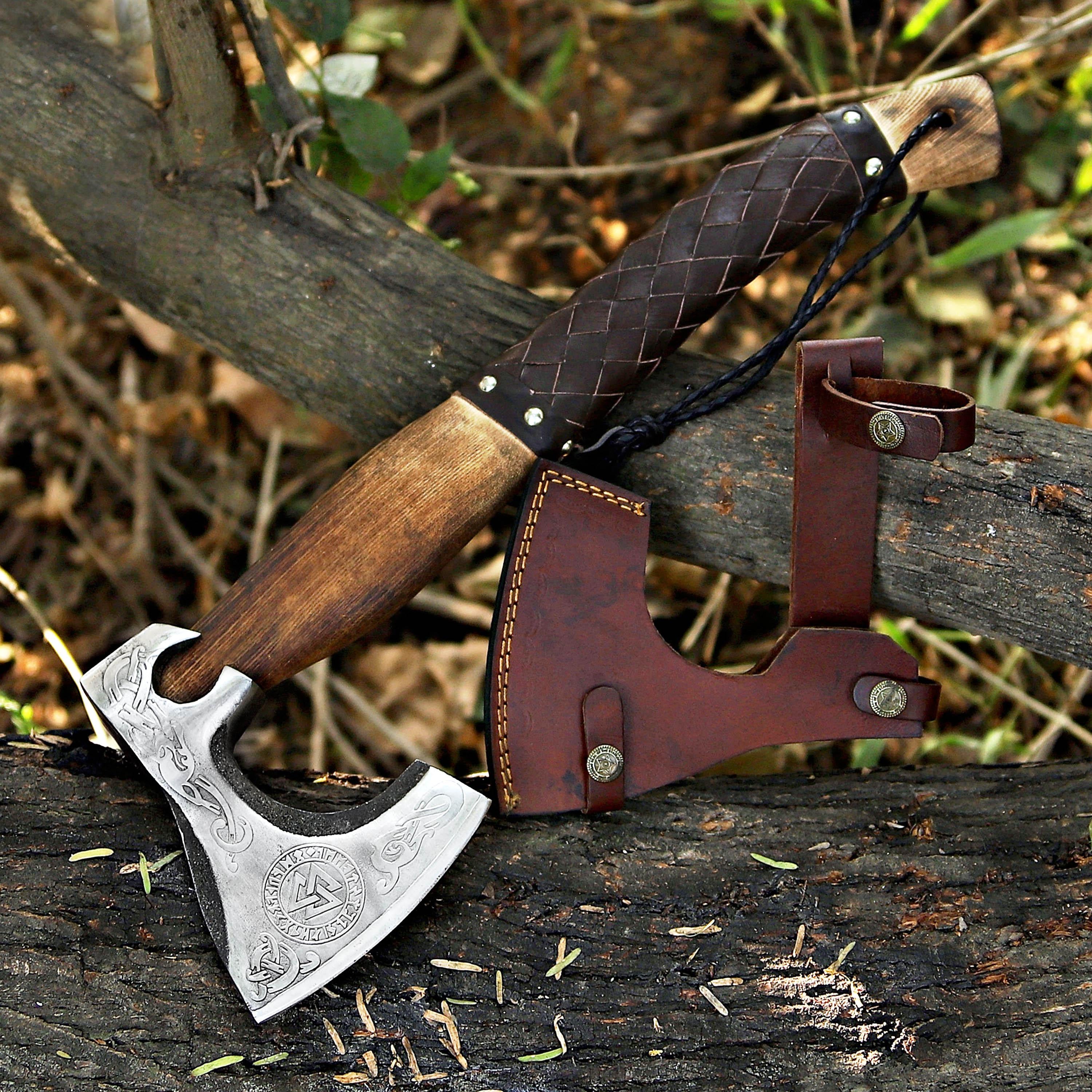 Handmade Viking Axe Pakka Wood Handle Battle Axe Custom Axe Engraved Camping Axe Throwing Axe Hunting Axe Christmas Gift Box Gift For Him