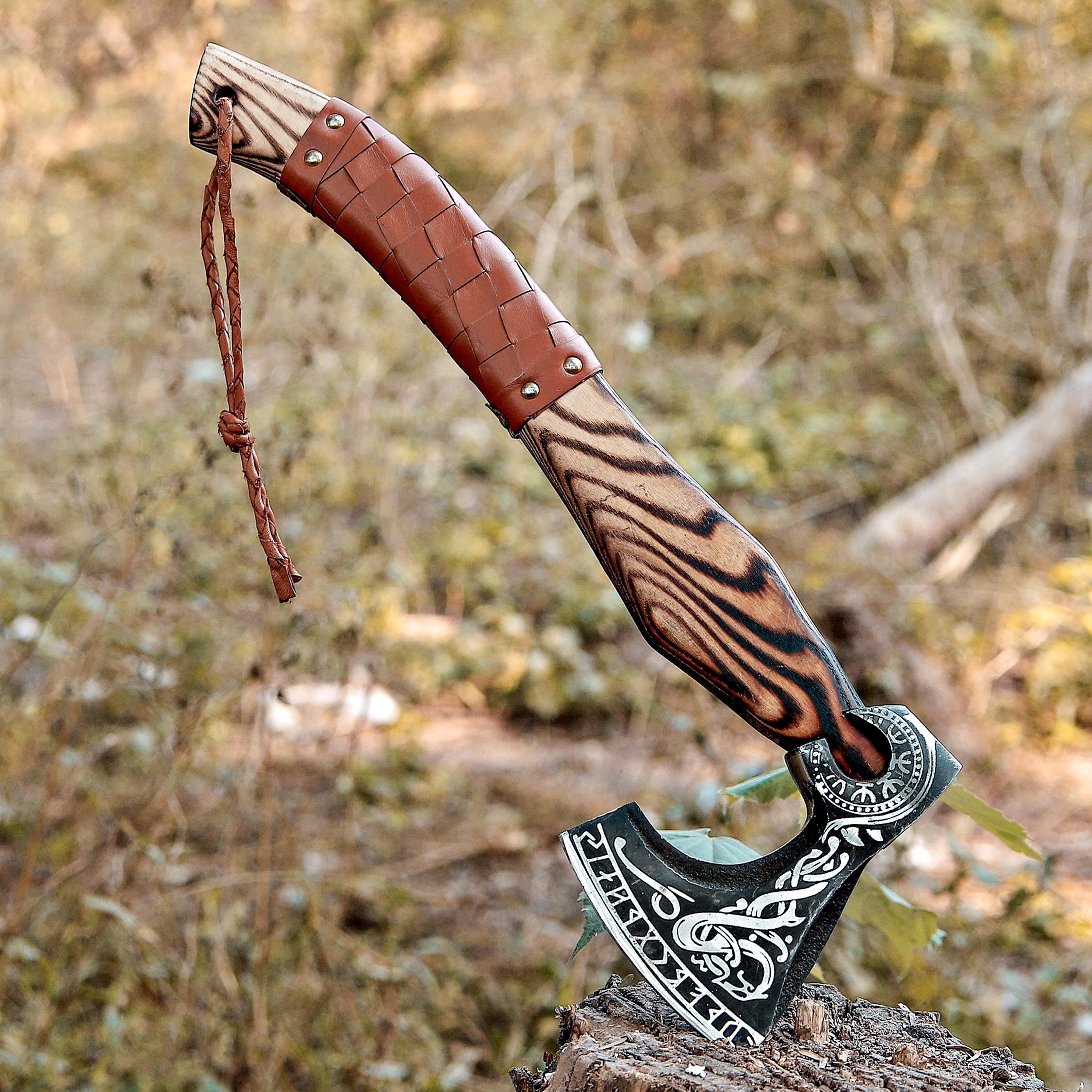 Premium Viking Axe Handmade With Pakka Wood Handle | Throwing Axe | Custom Axe | Battle Axe | Bronze Axes | Christmas Gift Box |Gift For Him