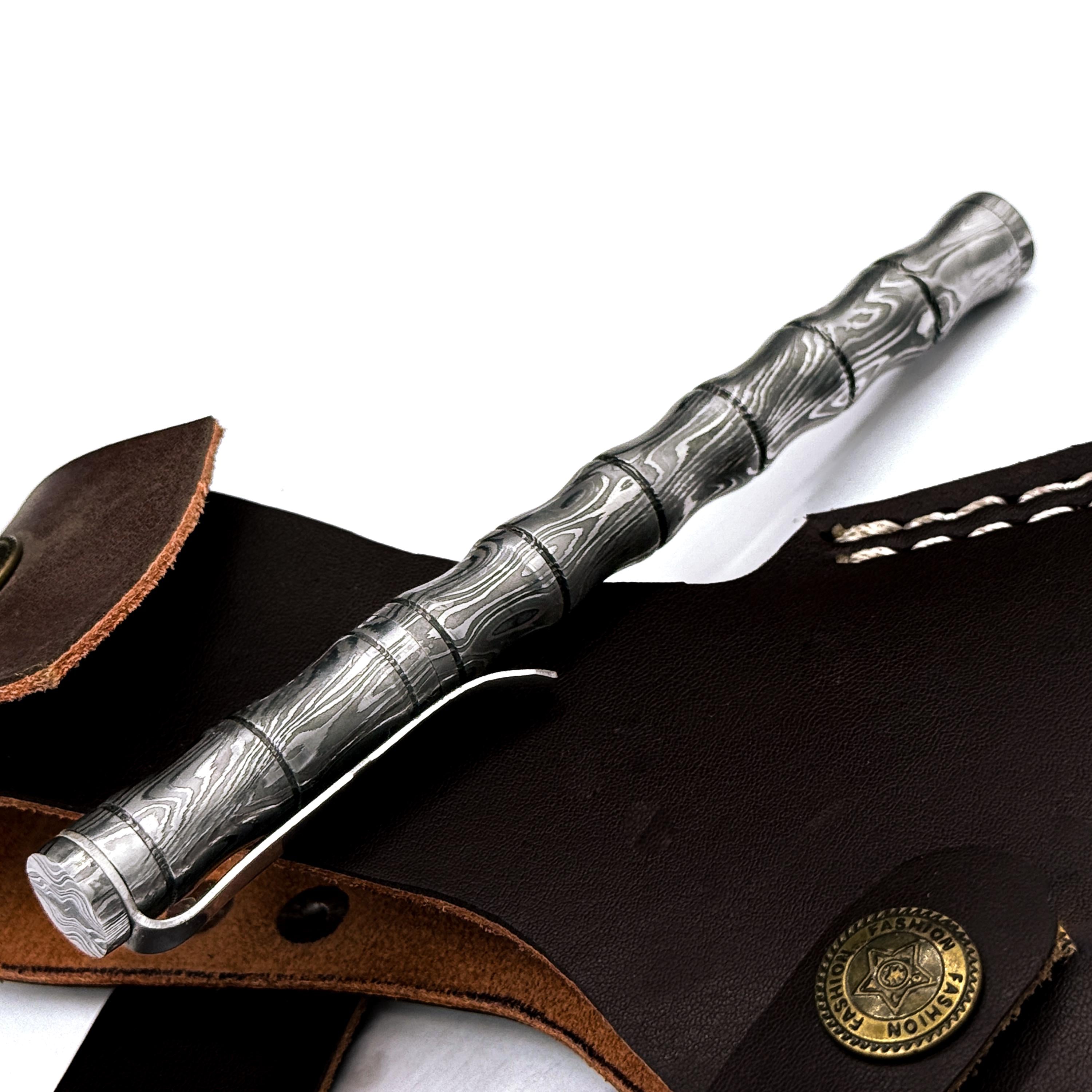 Handmade Damascus Pen, Hand Forged Damascus Steel Ballpoint with Screw Cap Unique Writing Piece Handmade Metal Pen Personalized Pen Gift