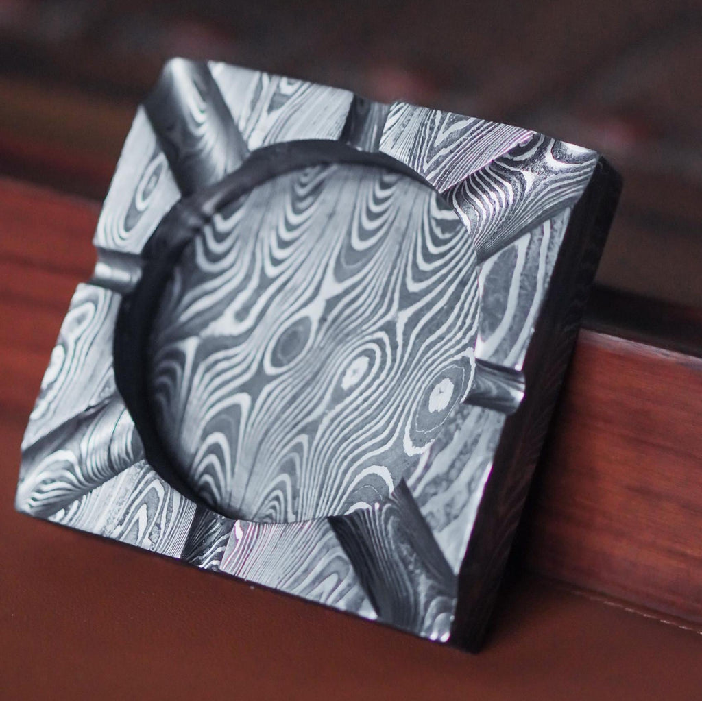 Handmade Damascus Ashtray Ash Collector Accessories Cigar Ash Tray Unique Vintage Ash Tray Cigarette Pipe Rests Ashtray Personalized Gift