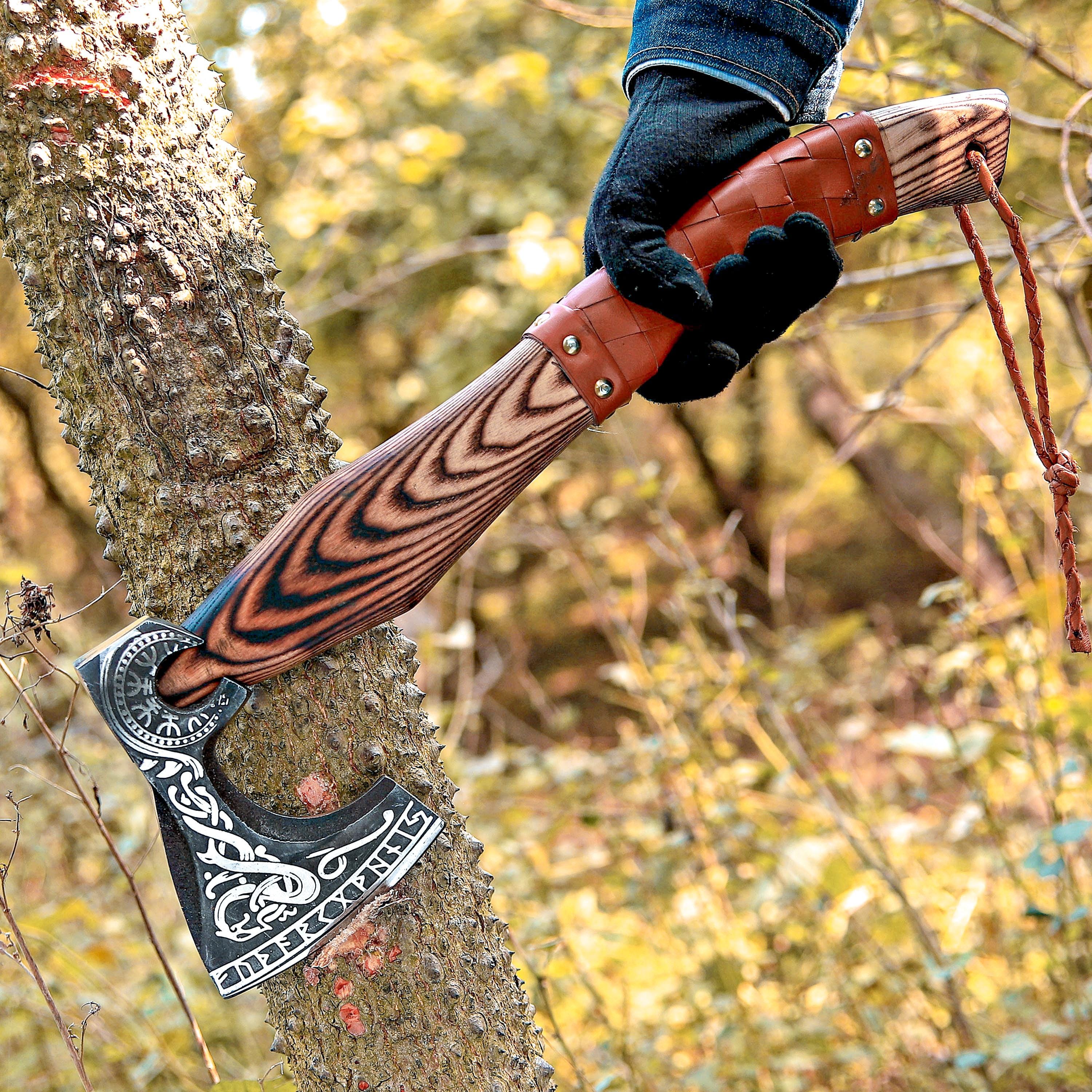 Premium Viking Axe Handmade With Pakka Wood Handle | Throwing Axe | Custom Axe | Battle Axe | Bronze Axes | Christmas Gift Box |Gift For Him