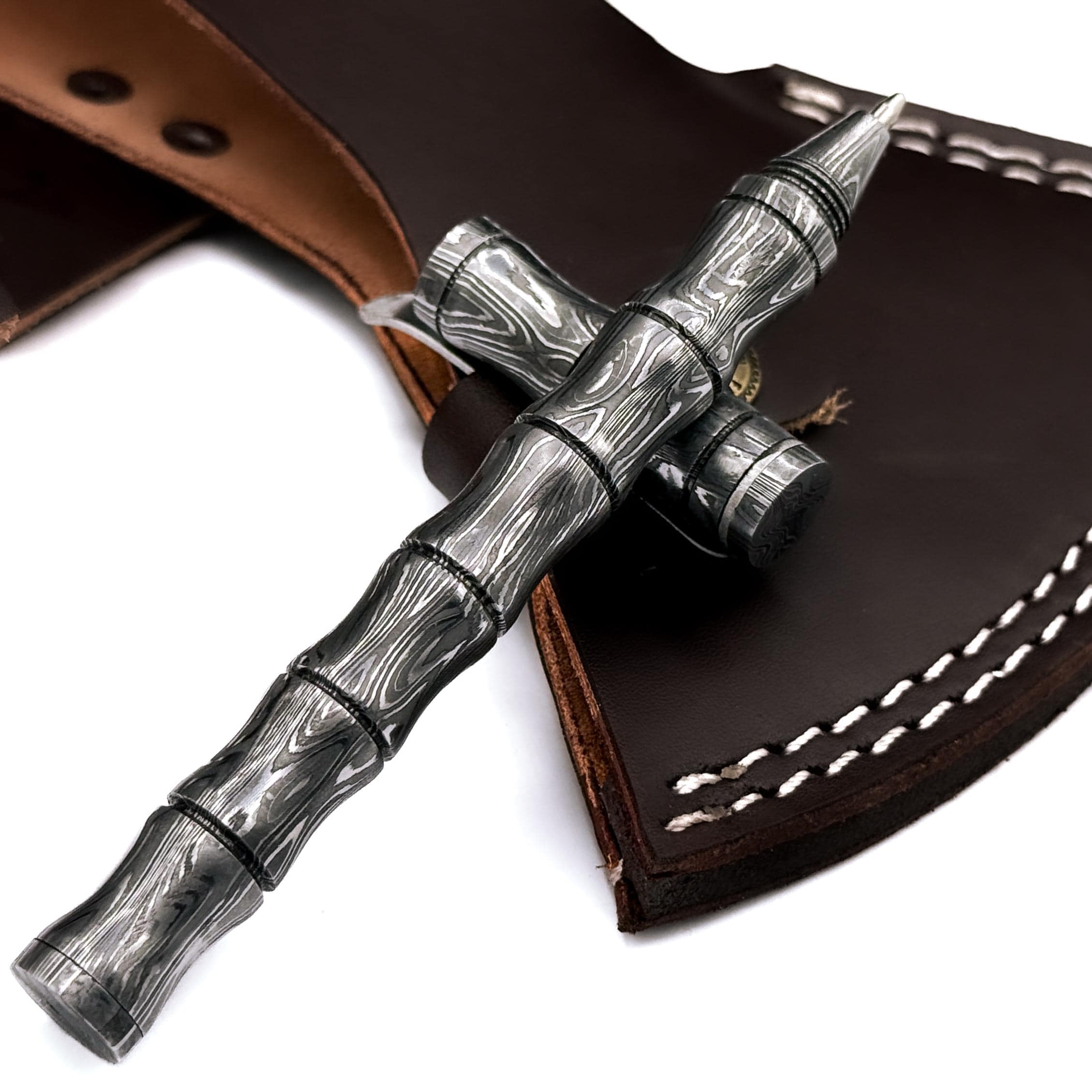 Handmade Damascus Pen, Hand Forged Damascus Steel Ballpoint with Screw Cap Unique Writing Piece Handmade Metal Pen Personalized Pen Gift