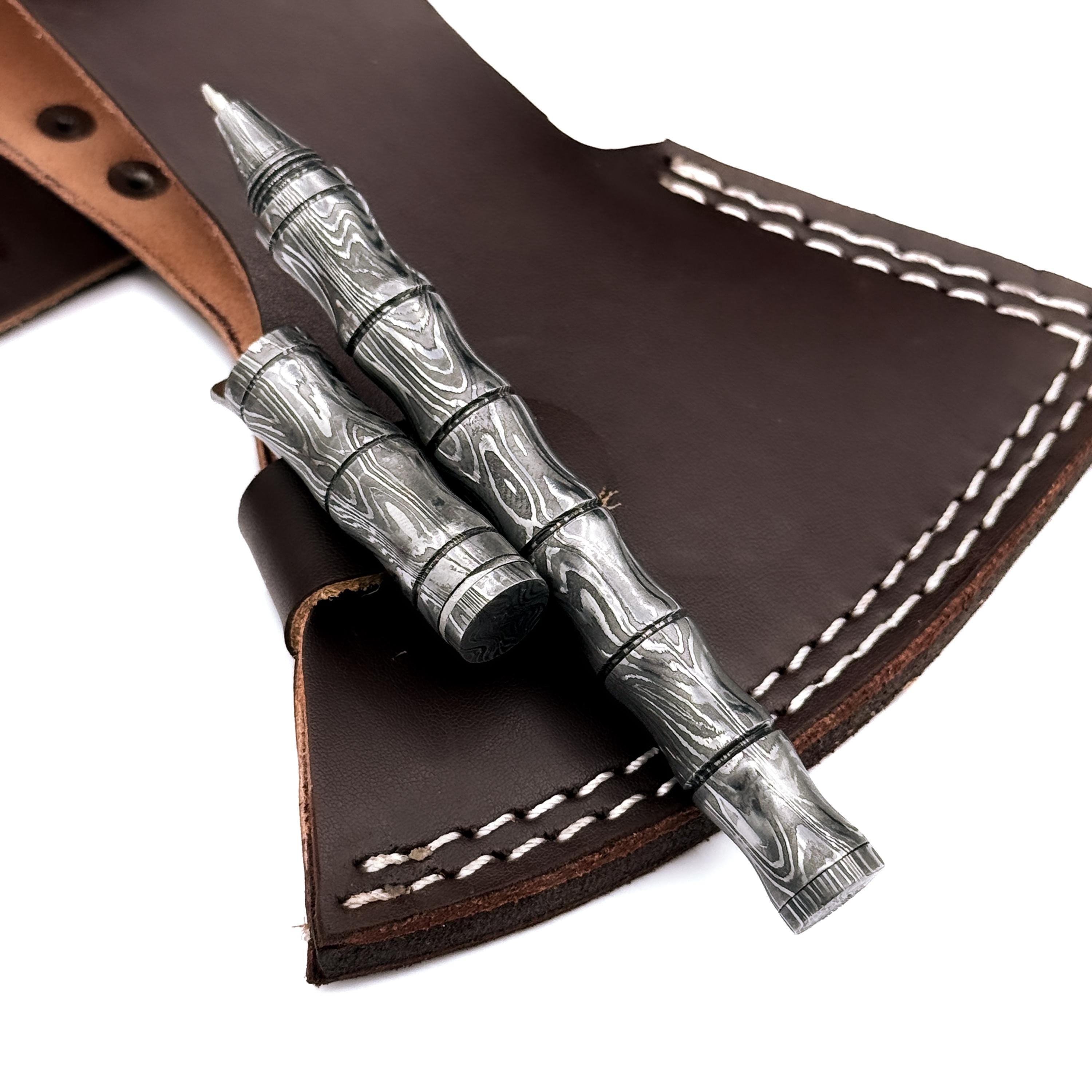Handmade Damascus Pen, Hand Forged Damascus Steel Ballpoint with Screw Cap Unique Writing Piece Handmade Metal Pen Personalized Pen Gift