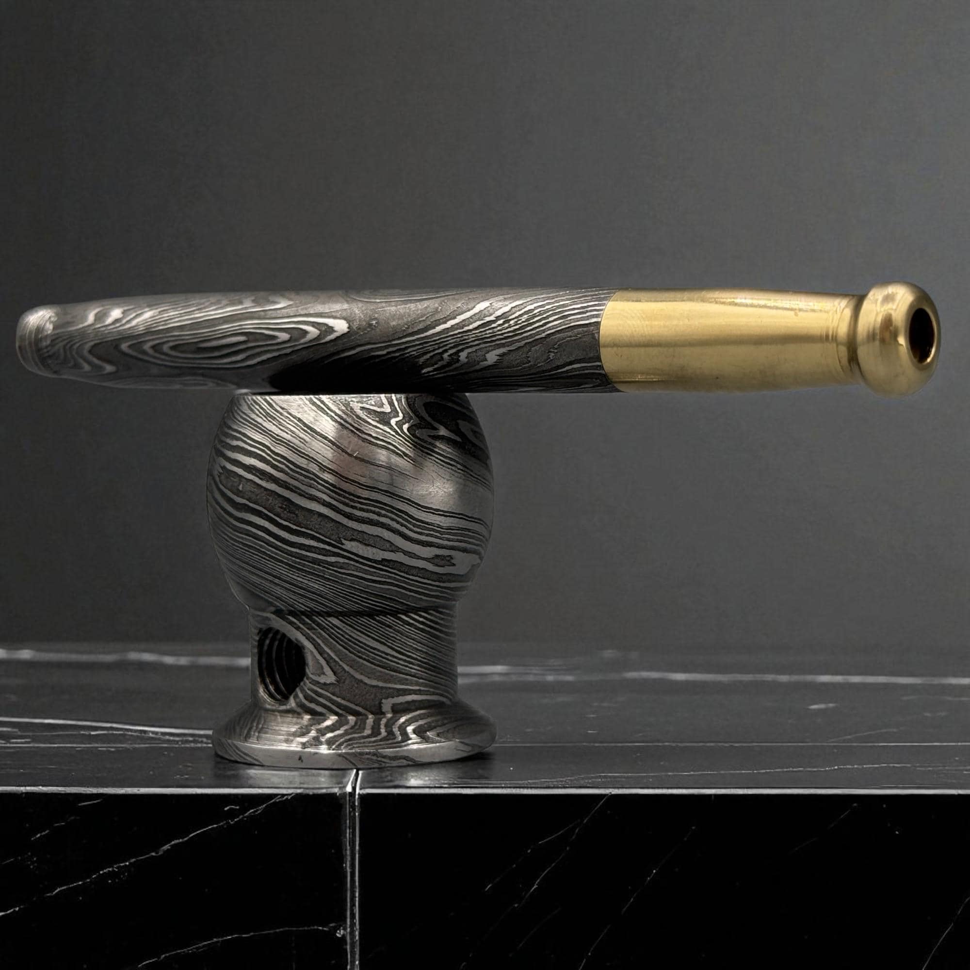 Unique Damascus Steel Pipe with Brass, Handmade Smoking Pipe, Custom Gift for Him, Father’s Day, Christmas Gift, Groomsmen Gift, Halloween