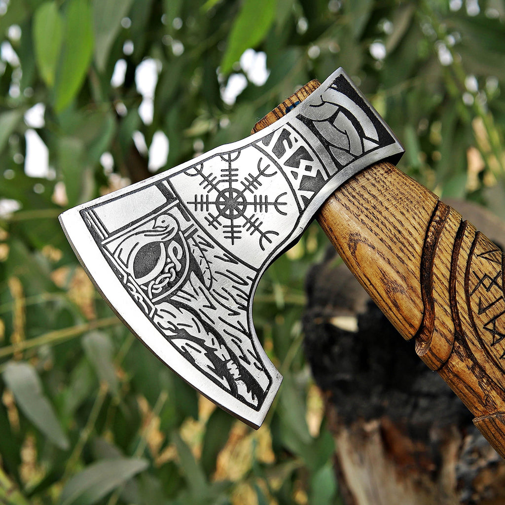 Vintage Handmade Viking Axe With Pakka Wood Handle Battle Axe Throwing Axe Custom Axe Bronze Axes Christmas Gift Box Gift For Him