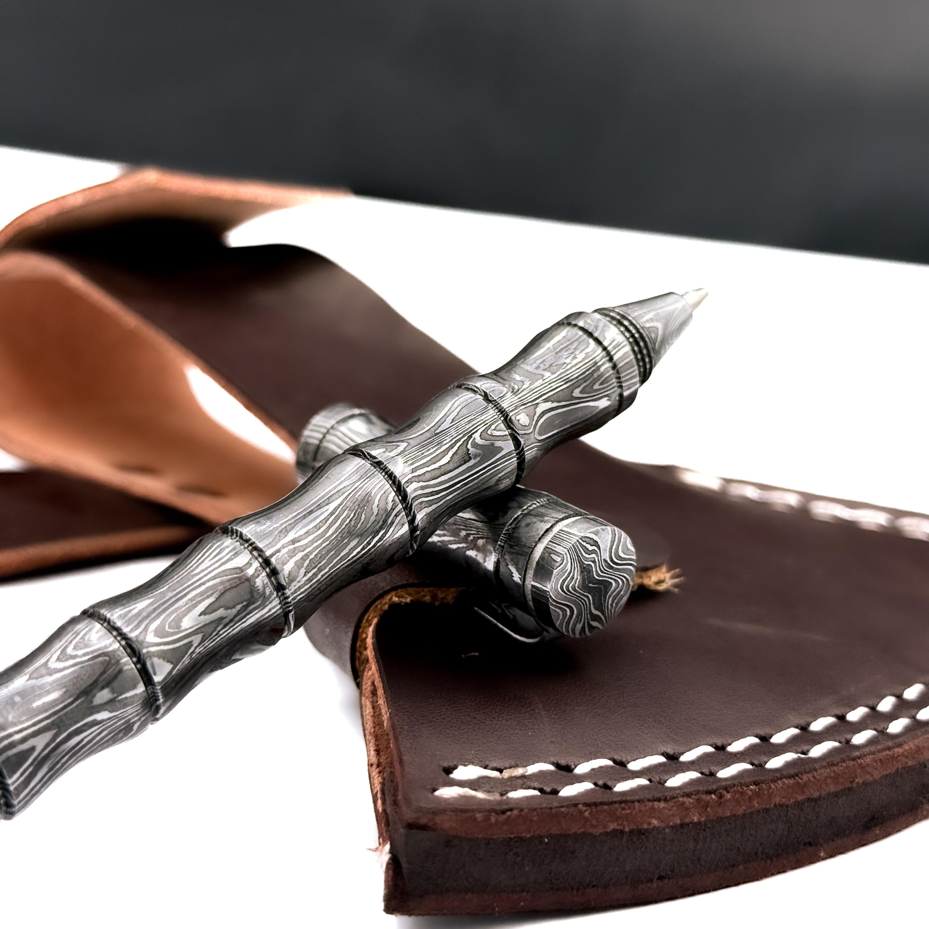 Handmade Damascus Pen, Hand Forged Damascus Steel Ballpoint with Screw Cap Unique Writing Piece Handmade Metal Pen Personalized Pen Gift