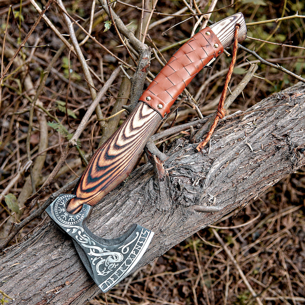 Premium Viking Axe Handmade With Pakka Wood Handle | Throwing Axe | Custom Axe | Battle Axe | Bronze Axes | Christmas Gift Box |Gift For Him