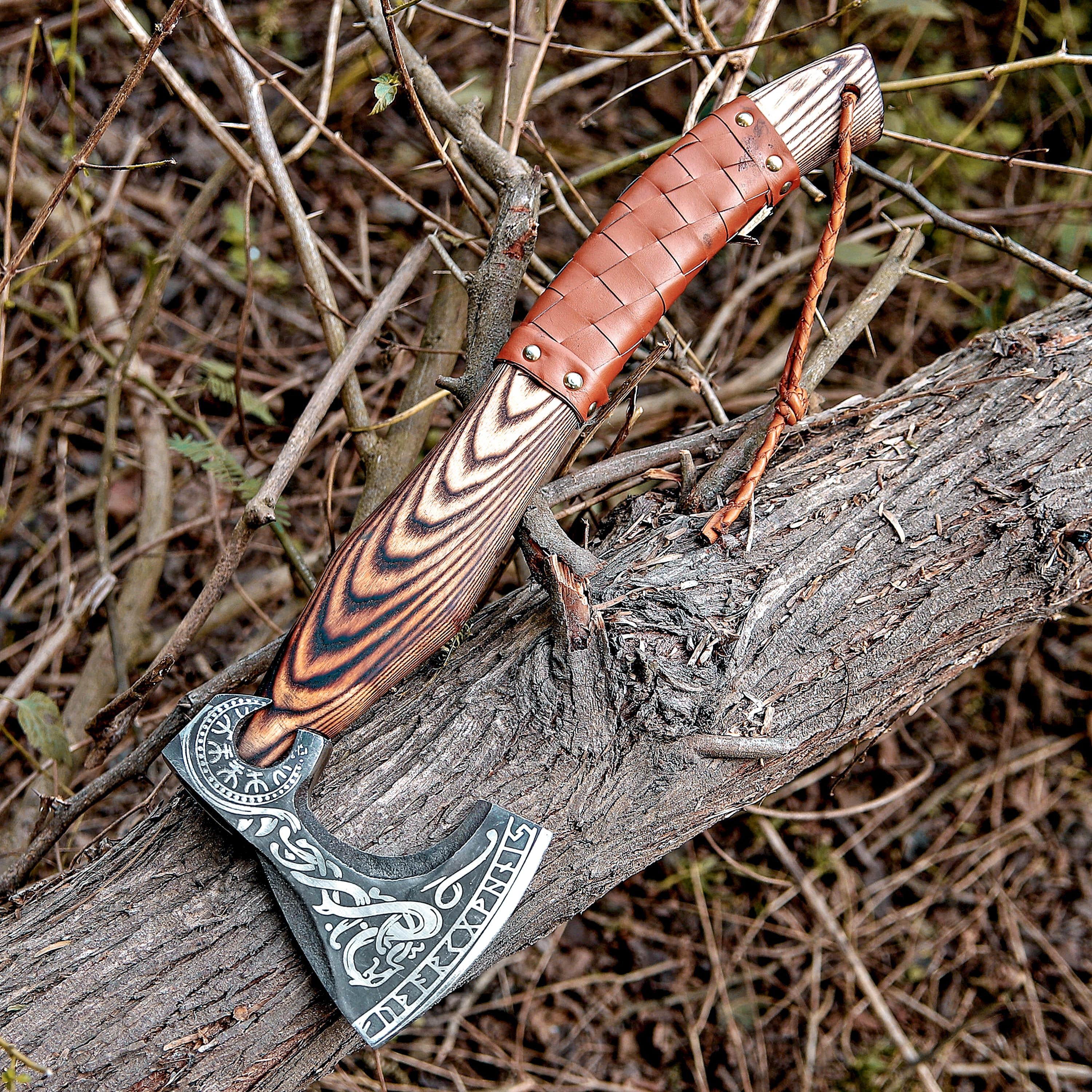 Premium Viking Axe Handmade With Pakka Wood Handle | Throwing Axe | Custom Axe | Battle Axe | Bronze Axes | Christmas Gift Box |Gift For Him