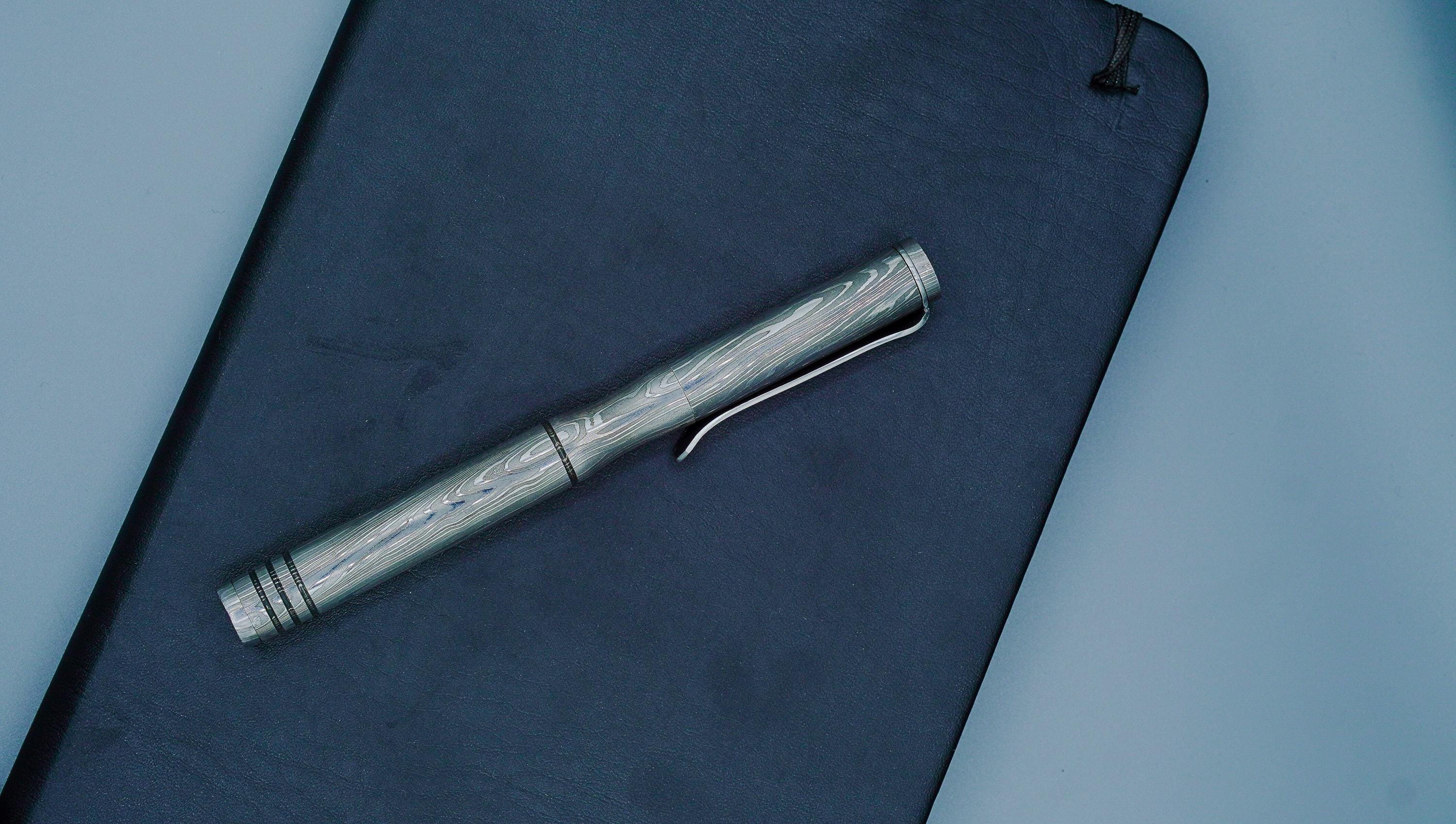Exquisite Handmade Damascus Steel Ballpoint Pen, Hand Forged Steel Ballpoint With Pocket Clipper, Best Employee Gift, Graduation gift