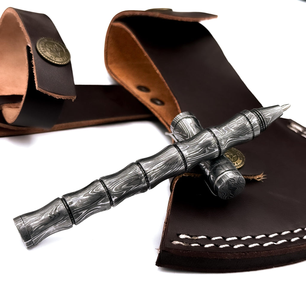 Handmade Damascus Pen, Hand Forged Damascus Steel Ballpoint with Screw Cap Unique Writing Piece Handmade Metal Pen Personalized Pen Gift