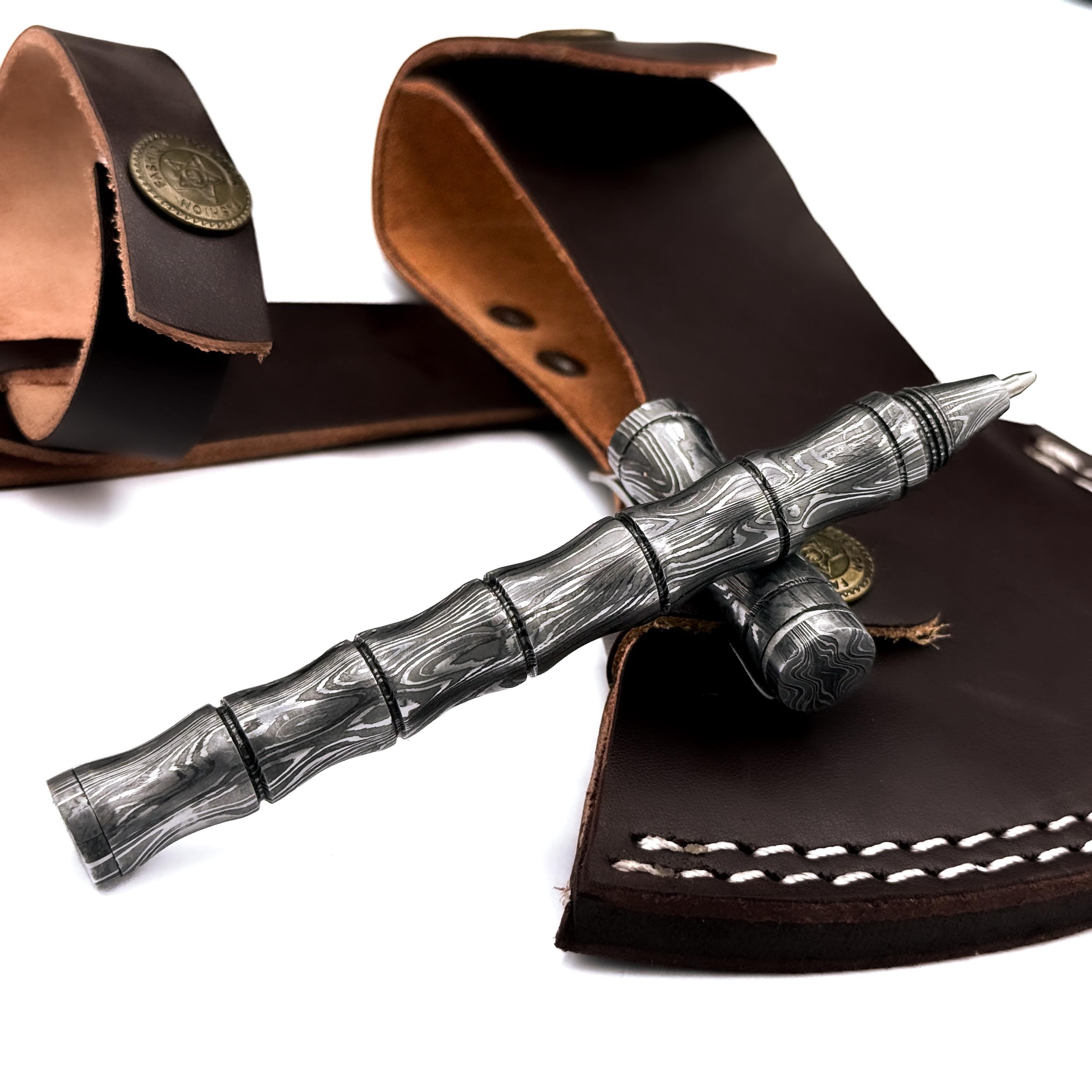 Handmade Damascus Pen, Hand Forged Damascus Steel Ballpoint with Screw Cap Unique Writing Piece Handmade Metal Pen Personalized Pen Gift