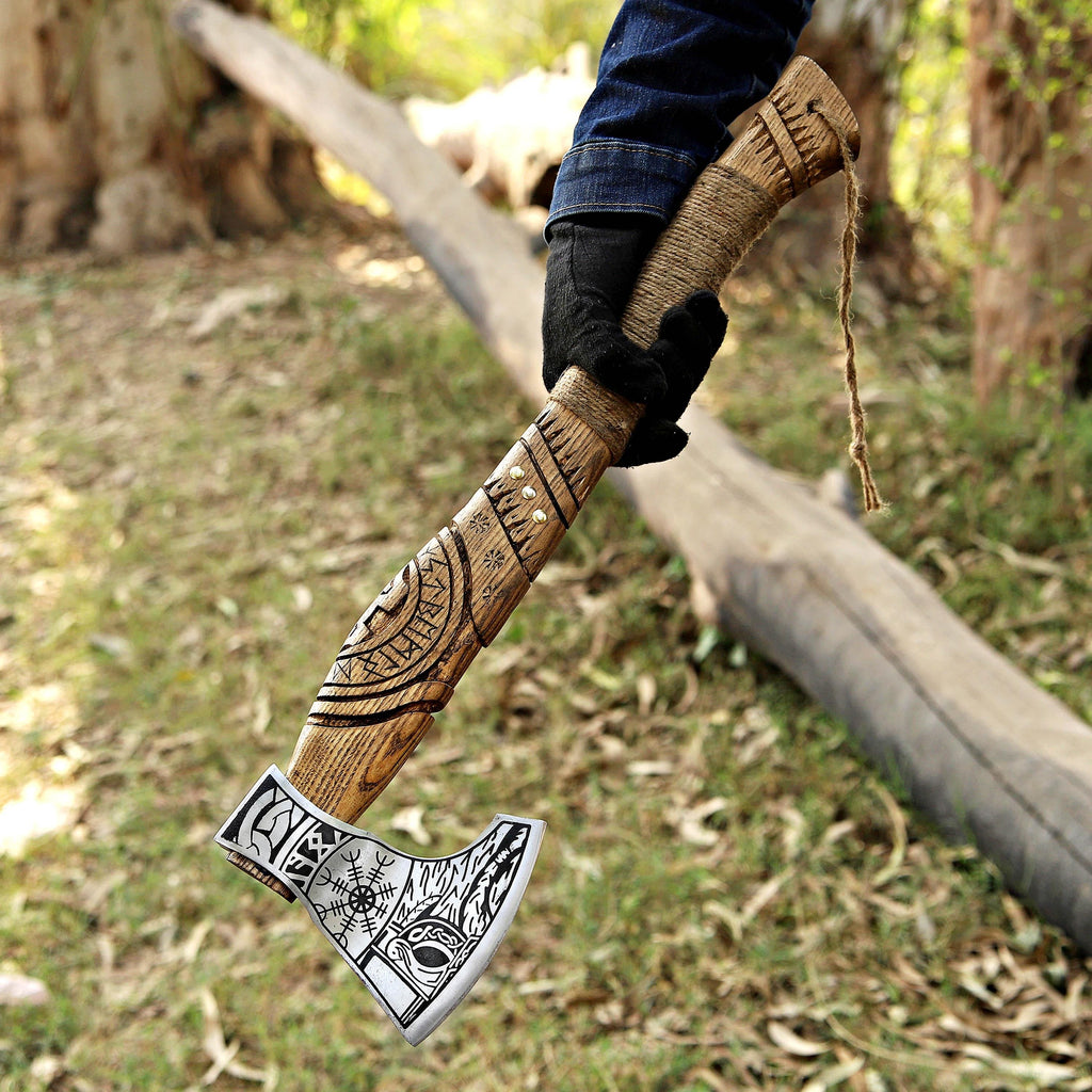 Vintage Handmade Viking Axe With Pakka Wood Handle Battle Axe Throwing Axe Custom Axe Bronze Axes Christmas Gift Box Gift For Him