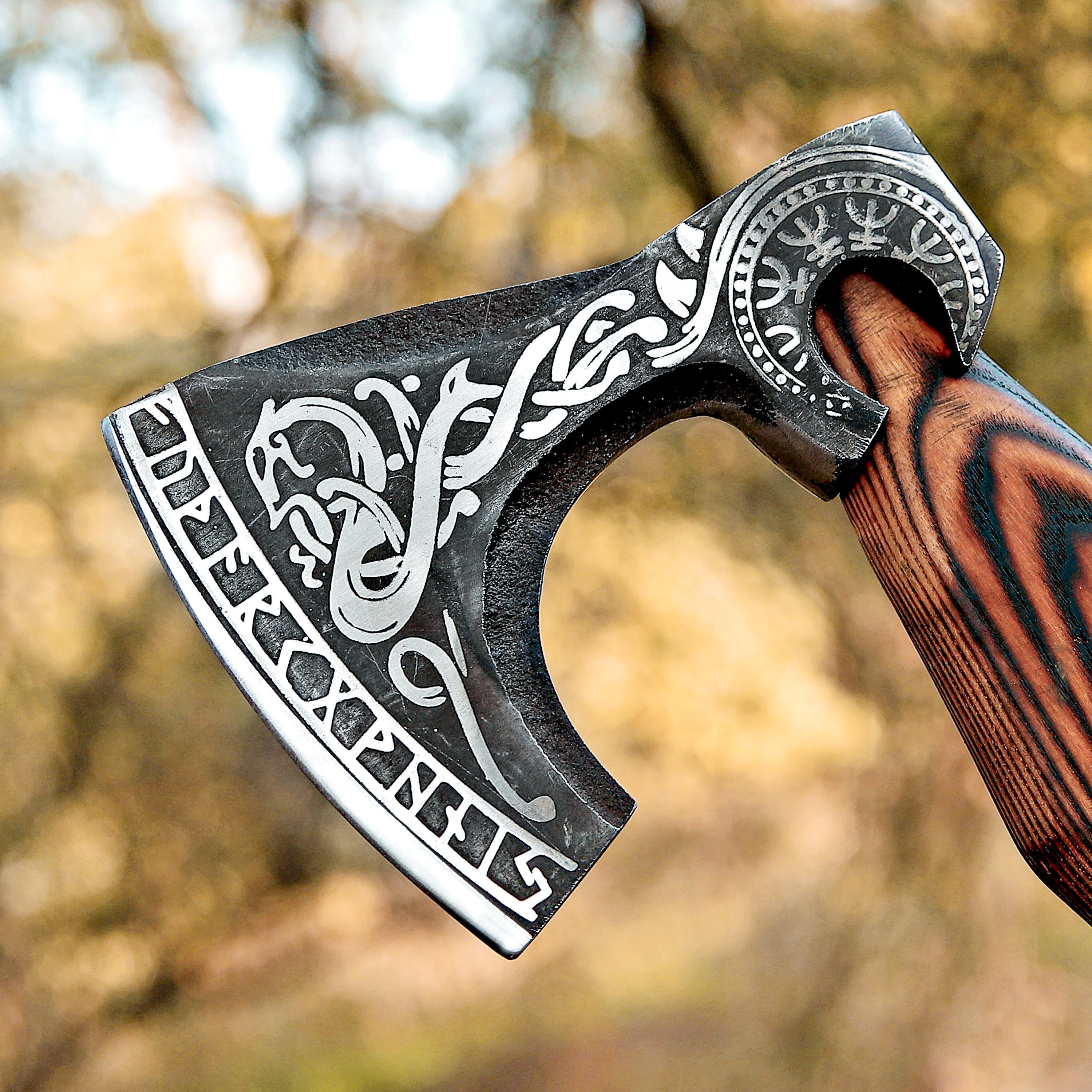 Premium Viking Axe Handmade With Pakka Wood Handle | Throwing Axe | Custom Axe | Battle Axe | Bronze Axes | Christmas Gift Box |Gift For Him