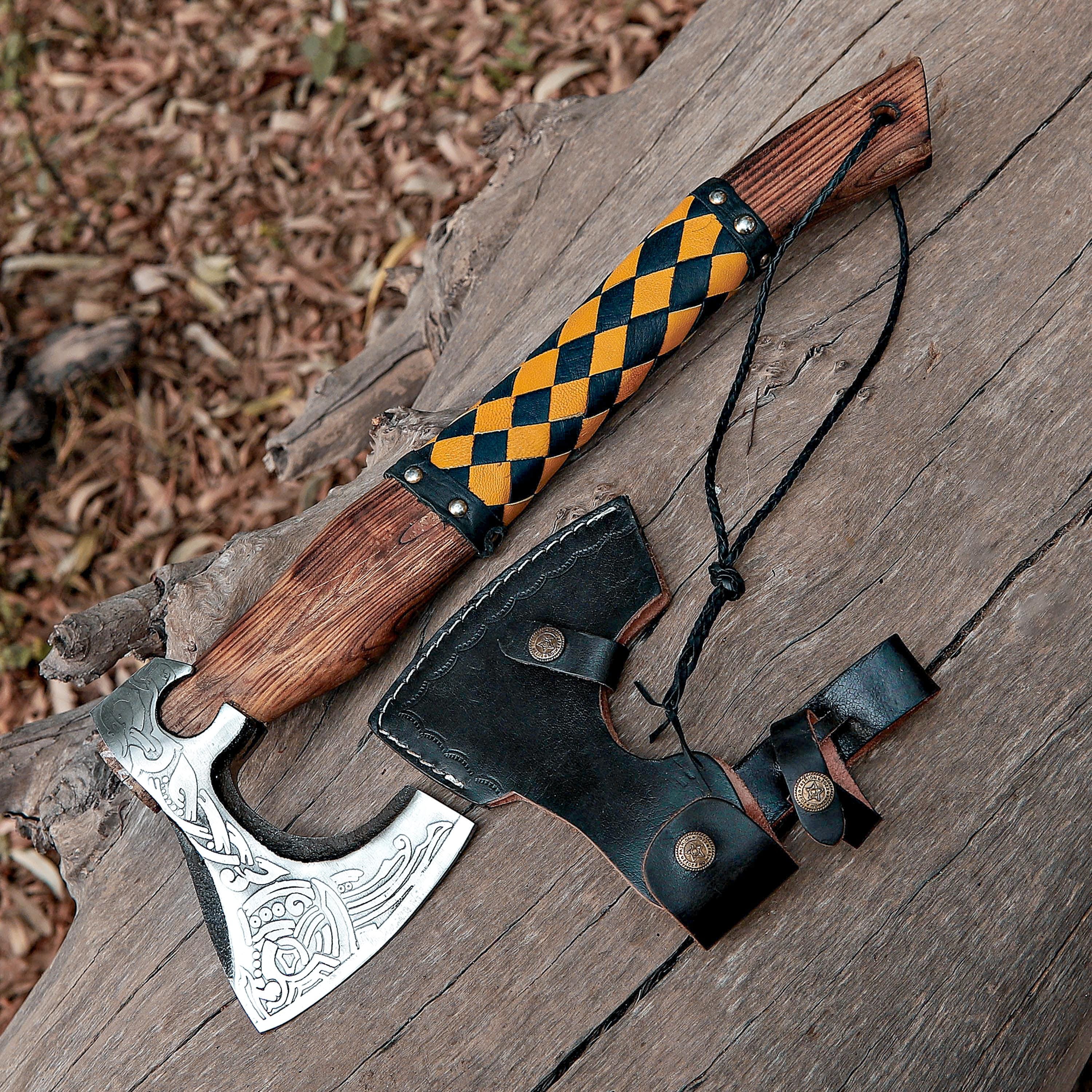 Handmade Viking Axe | Pakka Wood Handle | Custom Axe | Throwing Axe | Battle Axe | Hunting Axe | Christmas Gift Box | Gift For Him