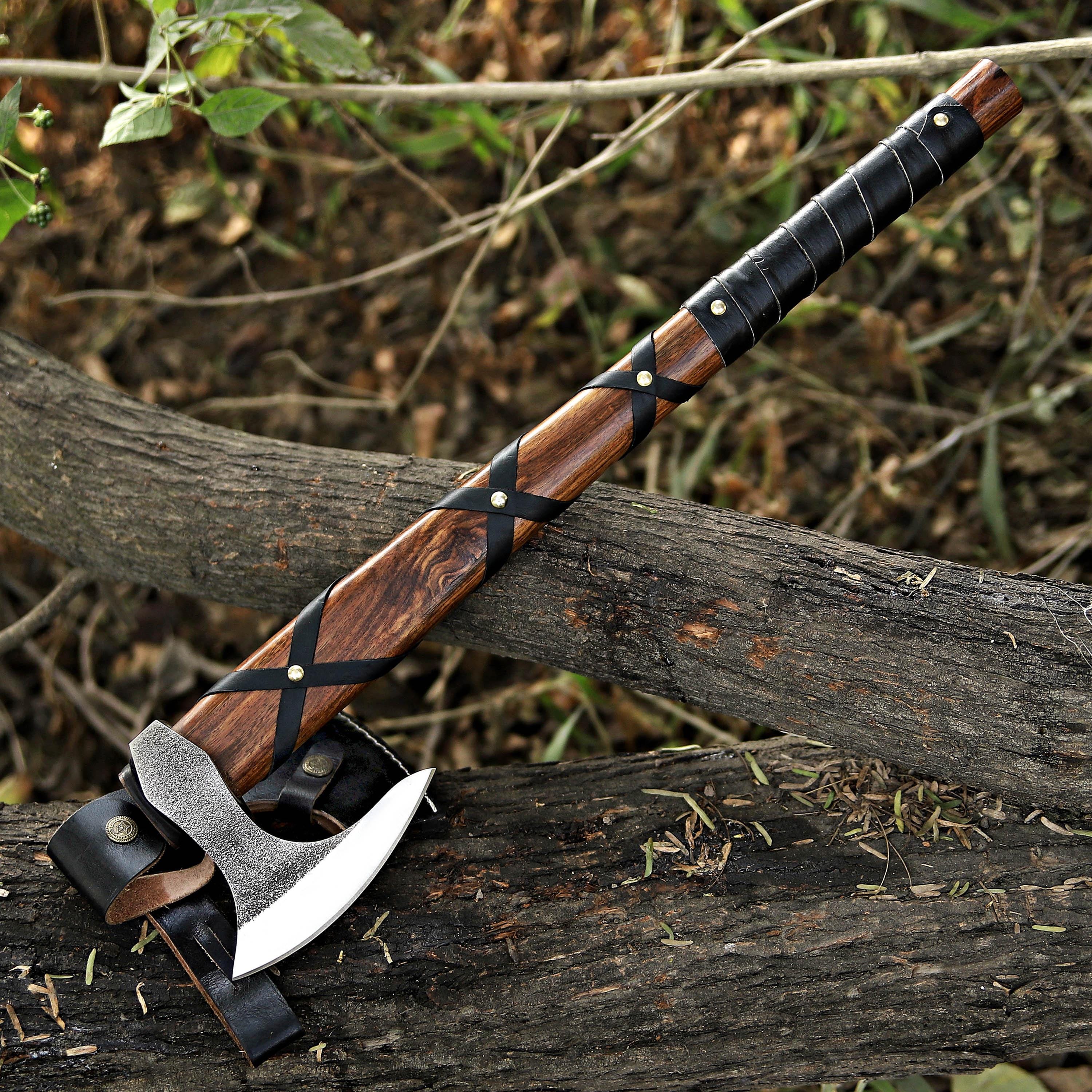Aesthetic Handmade Viking Axe Pakka Wood Handle Engraved Camping Axe Throwing Axe Hunting Axe Battle Axe Custom Axe Christmas Gift Box