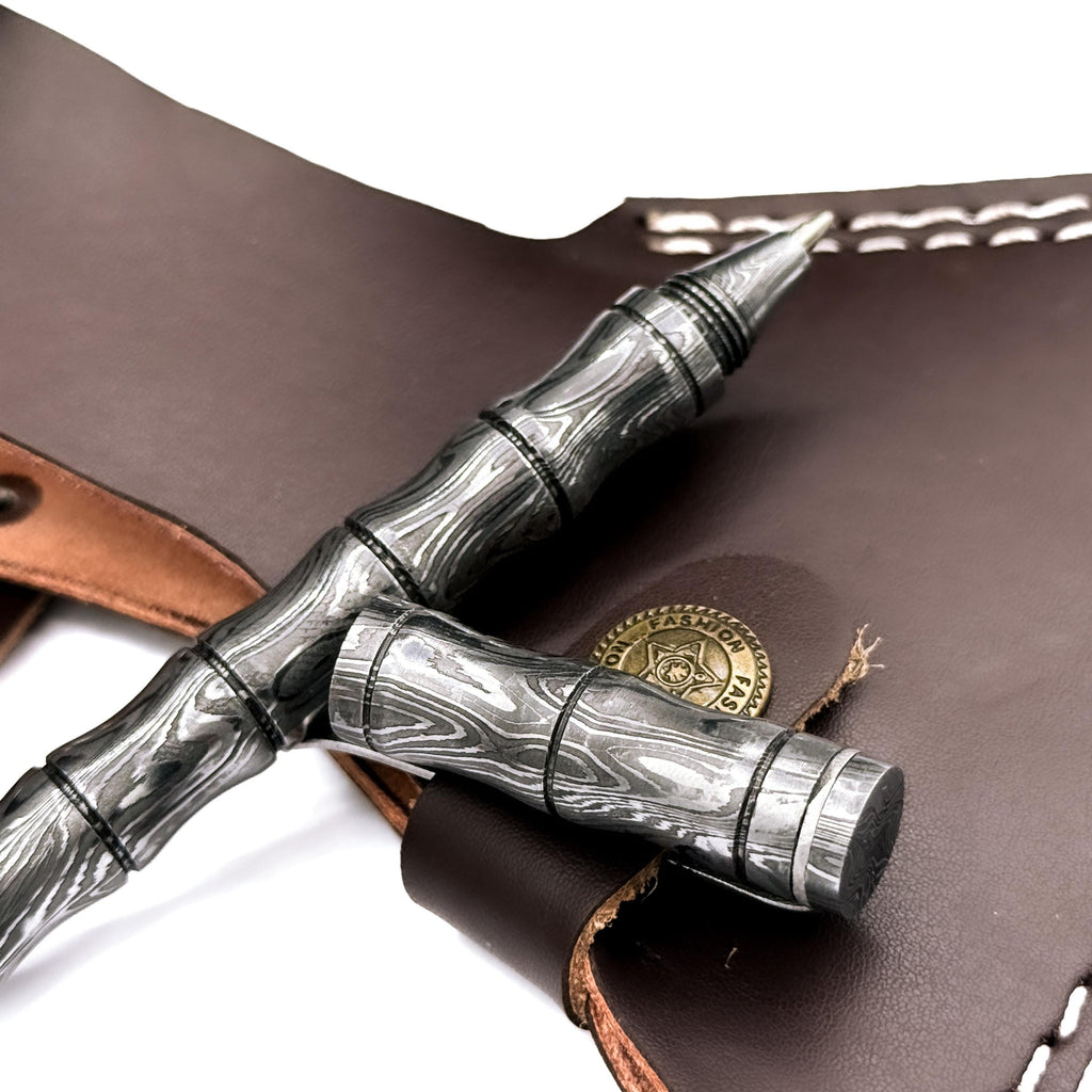 Handmade Damascus Pen, Hand Forged Damascus Steel Ballpoint with Screw Cap Unique Writing Piece Handmade Metal Pen Personalized Pen Gift