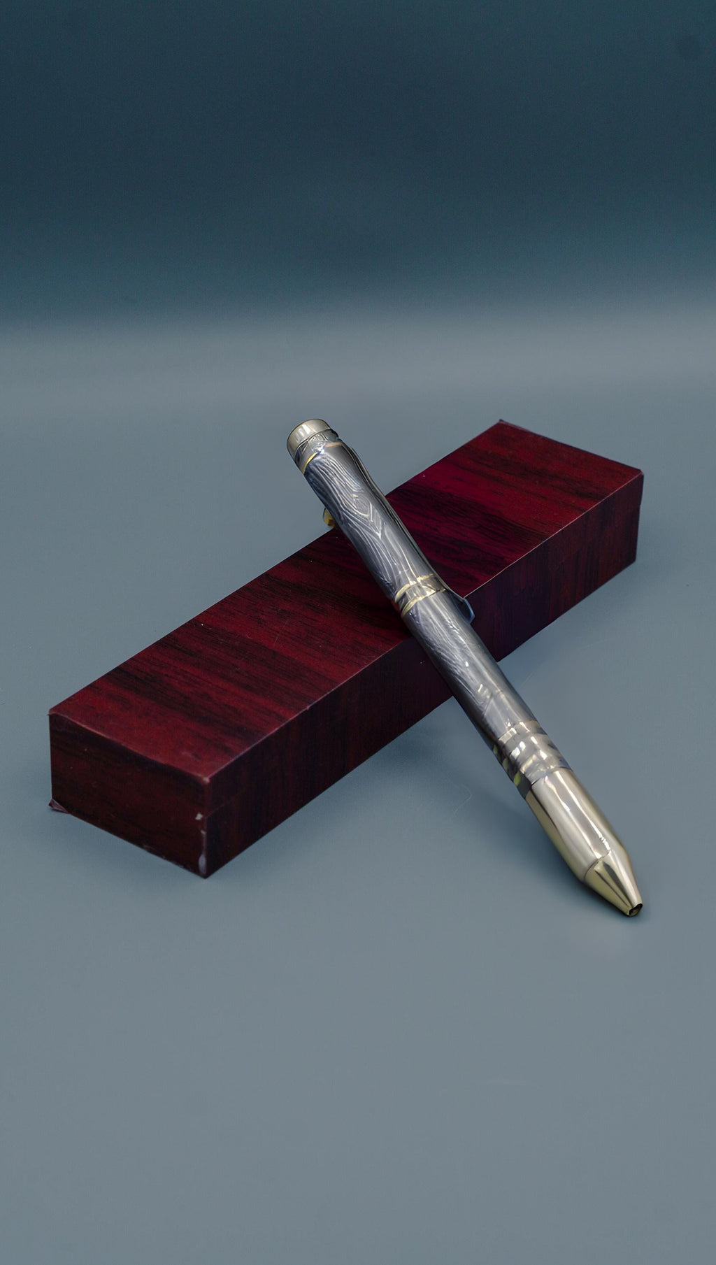 Handmade Damascus Steel Ballpoint Pen, Handcrafted Brass Accents with Pocket Clipper, Retirement Gift, Personalized Pen, Groomsman Gift