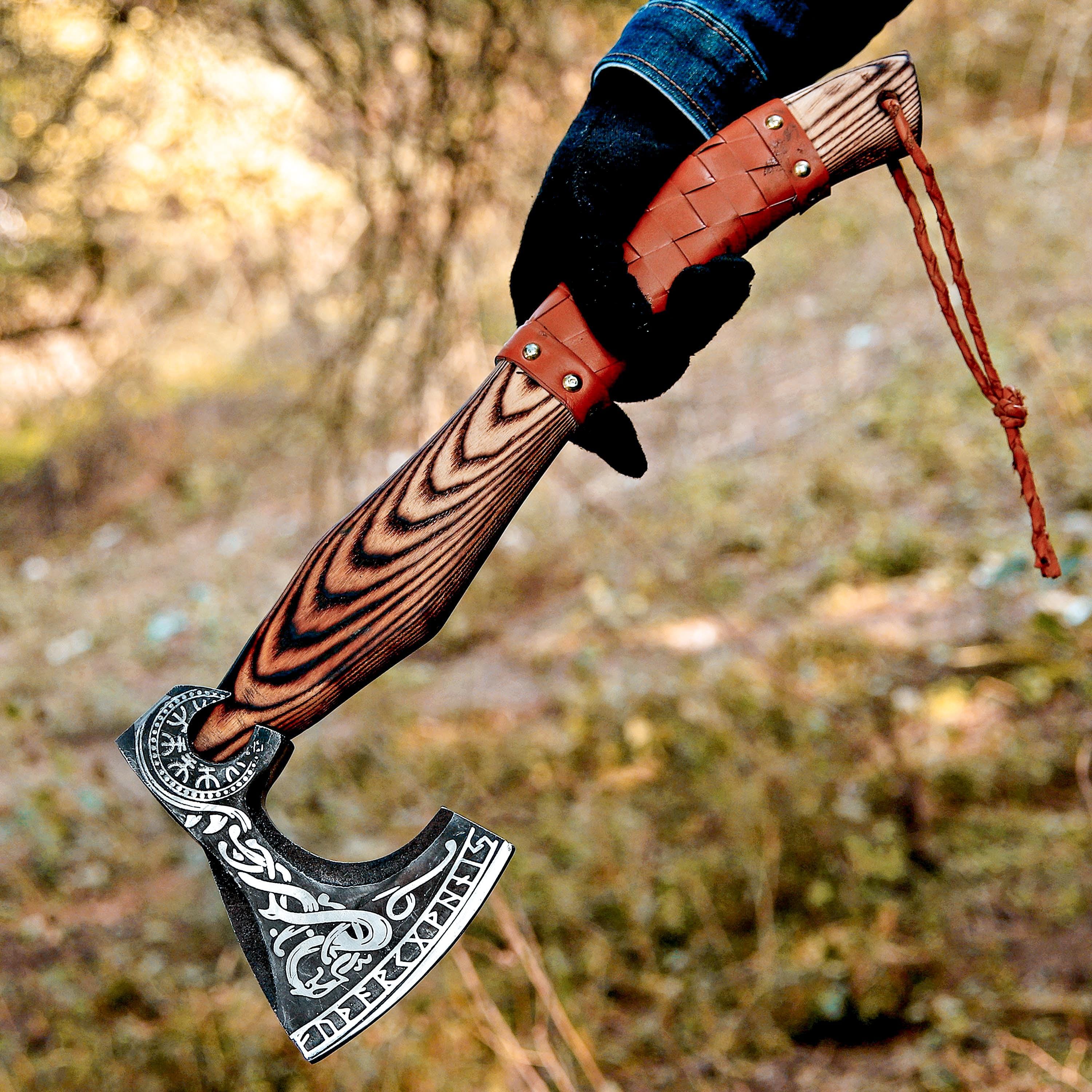 Premium Viking Axe Handmade With Pakka Wood Handle | Throwing Axe | Custom Axe | Battle Axe | Bronze Axes | Christmas Gift Box |Gift For Him