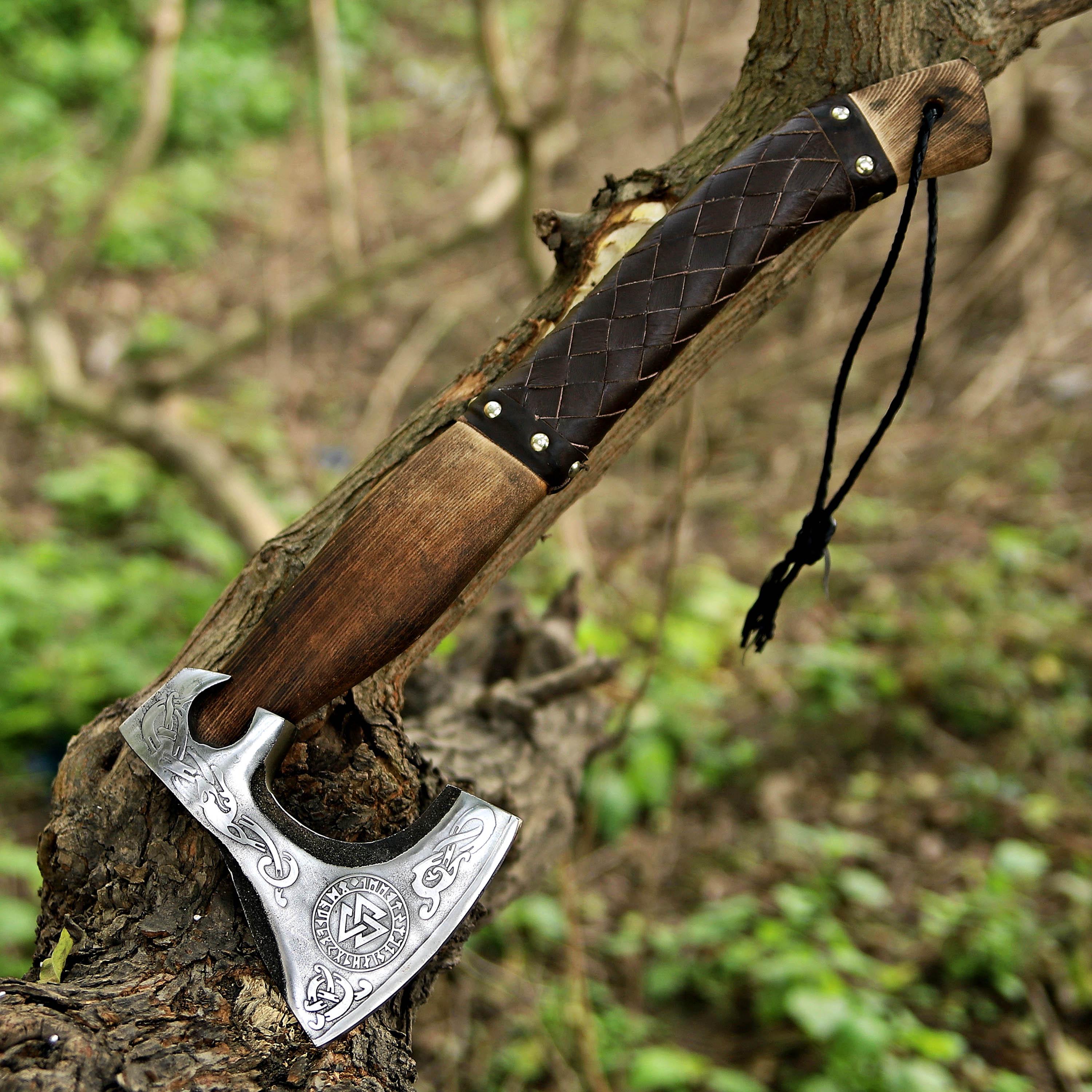 Handmade Viking Axe Pakka Wood Handle Battle Axe Custom Axe Engraved Camping Axe Throwing Axe Hunting Axe Christmas Gift Box Gift For Him