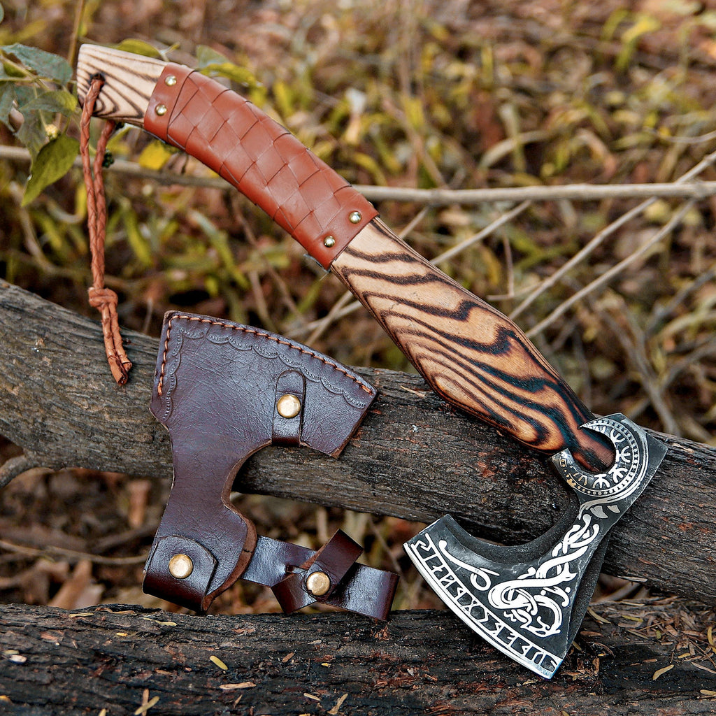Premium Viking Axe Handmade With Pakka Wood Handle | Throwing Axe | Custom Axe | Battle Axe | Bronze Axes | Christmas Gift Box |Gift For Him