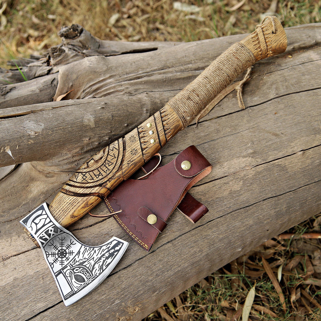 Vintage Handmade Viking Axe With Pakka Wood Handle Battle Axe Throwing Axe Custom Axe Bronze Axes Christmas Gift Box Gift For Him
