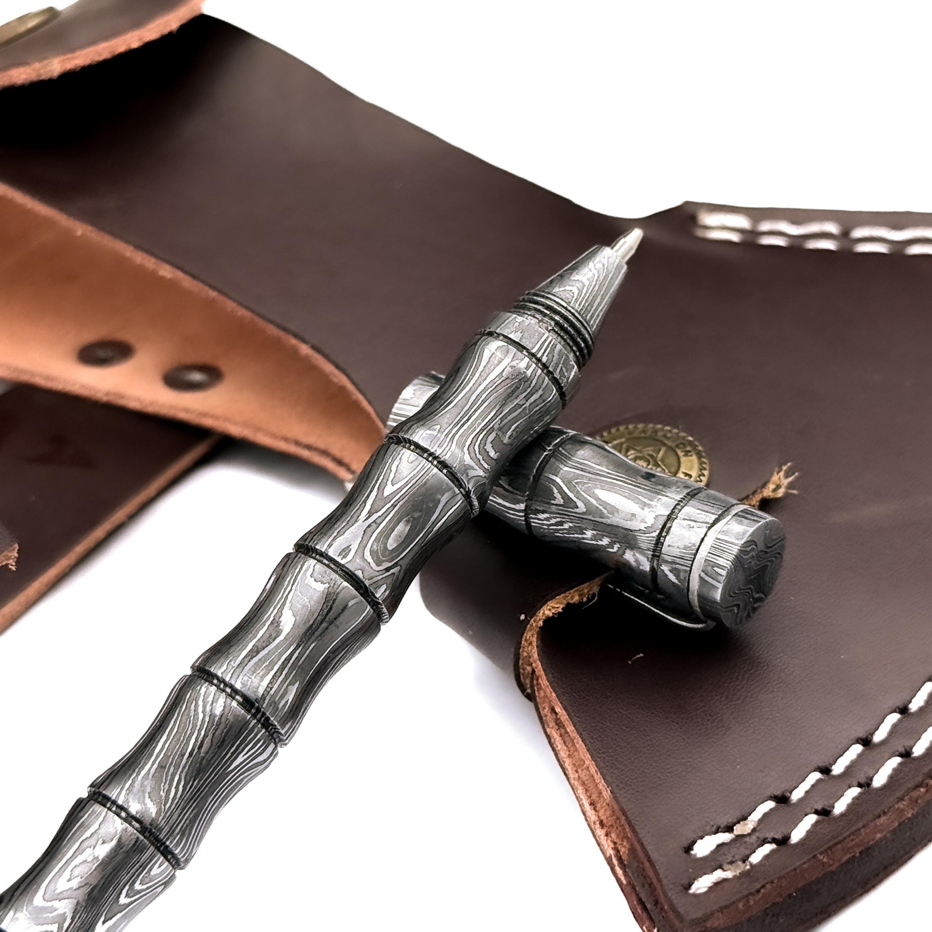Handmade Damascus Pen, Hand Forged Damascus Steel Ballpoint with Screw Cap Unique Writing Piece Handmade Metal Pen Personalized Pen Gift