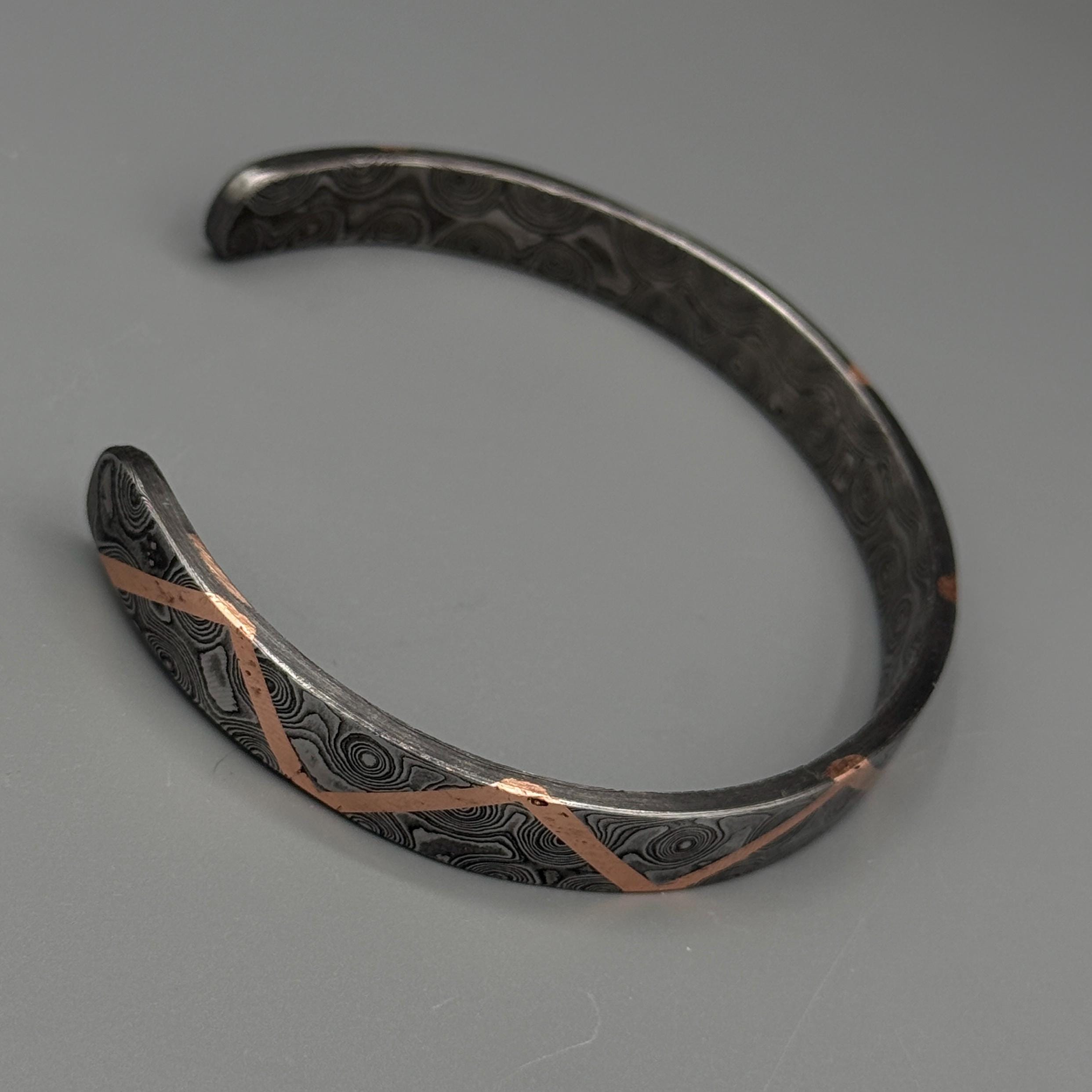 Premium Handmade Damascus Steel Bangle, Hand Forged Steel Cuff Bracelet, Viking Modern Jewelry, Anniversary Gift, Unique Bracelet For Him