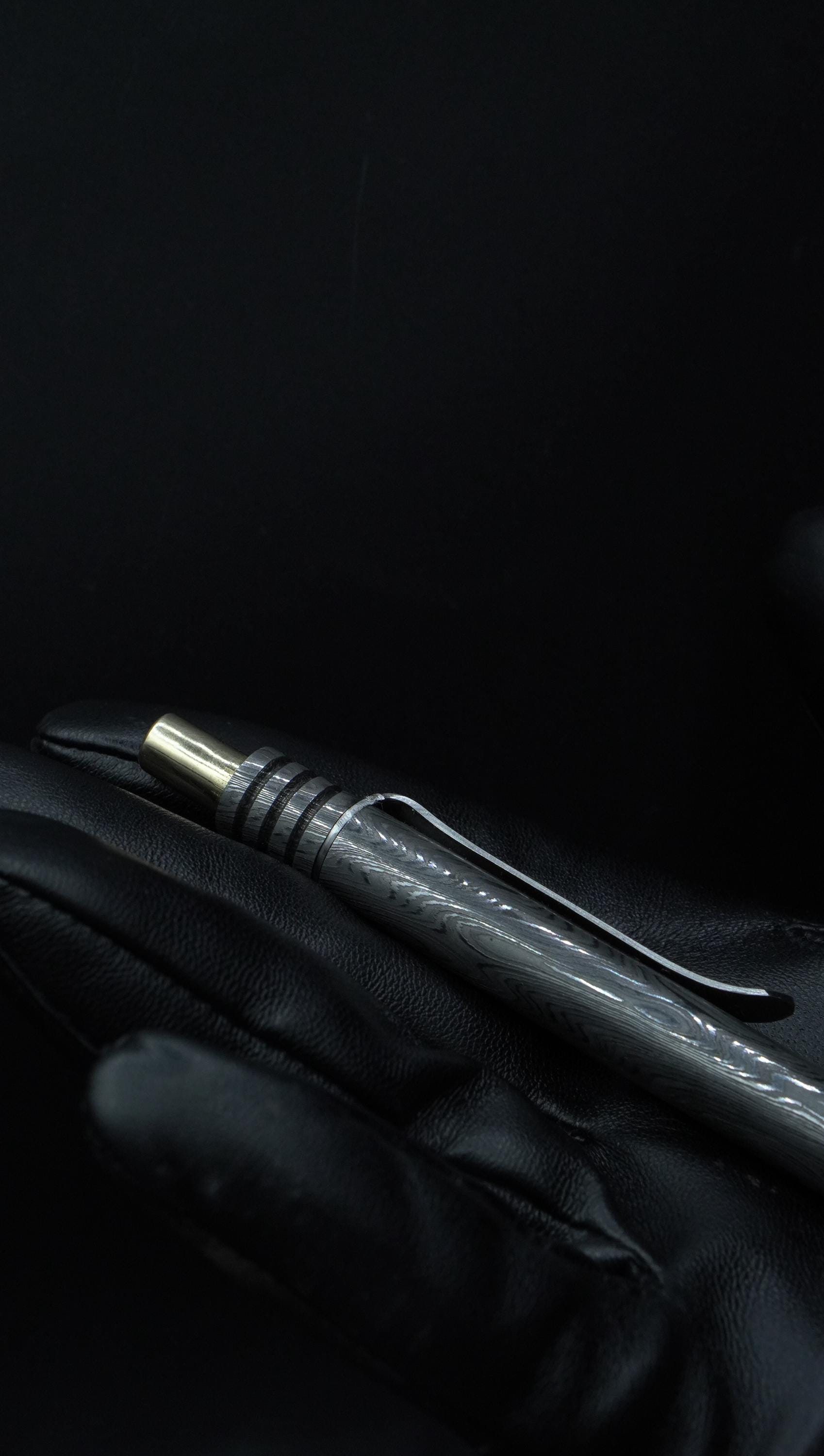 Handmade Damascus Steel Pen, Premium Hand Forged Steel and Copper Brass Screw Pen, Luxury Ballpoint with Pocket Clipper Retirement Gift