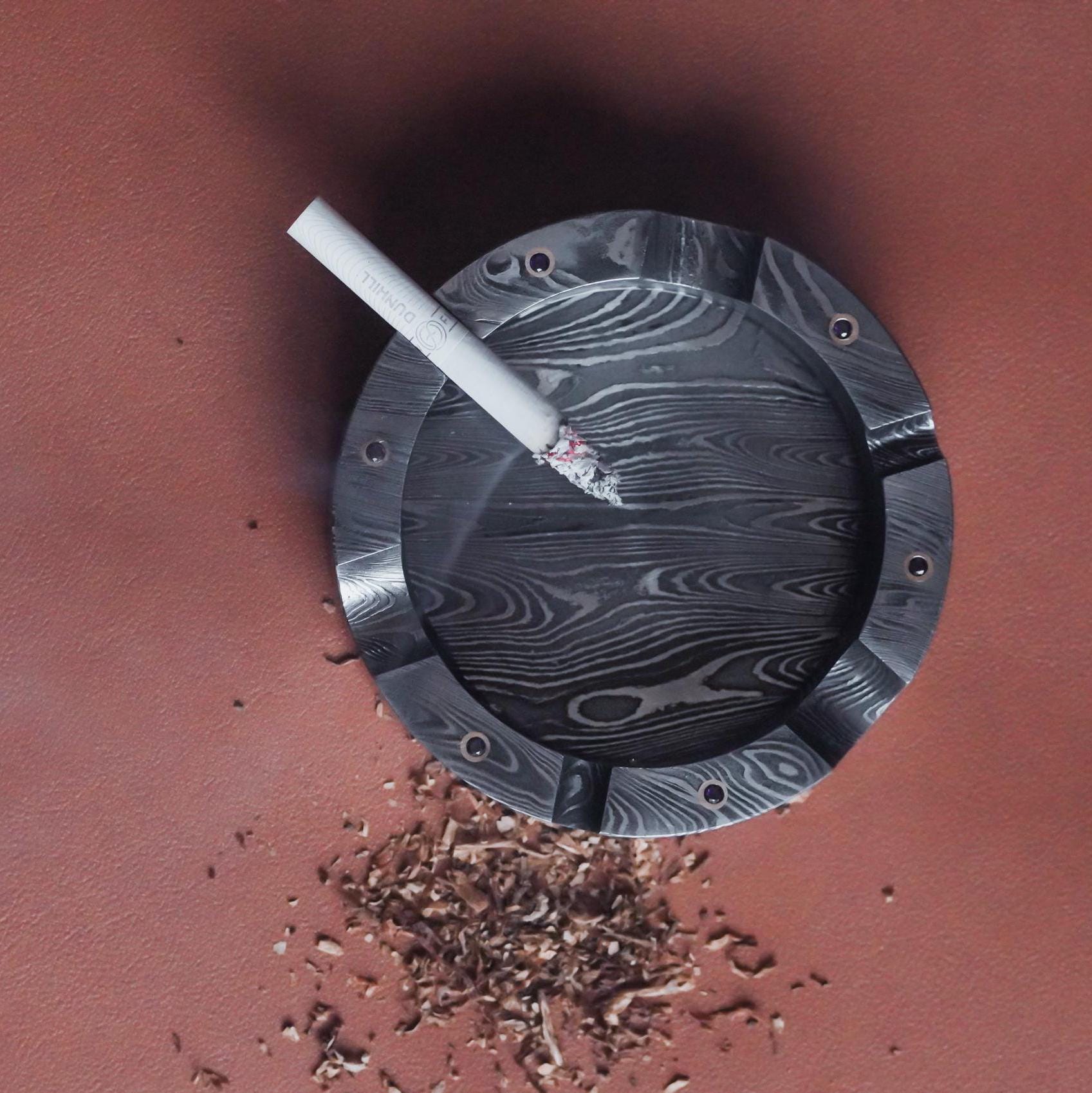 Handmade Damascus Ashtray Cigar Ash Tray Cigarette Ash Collector Accessories Pipe Rests Ashtray Unique Vintage Ash Tray Personalized Gift